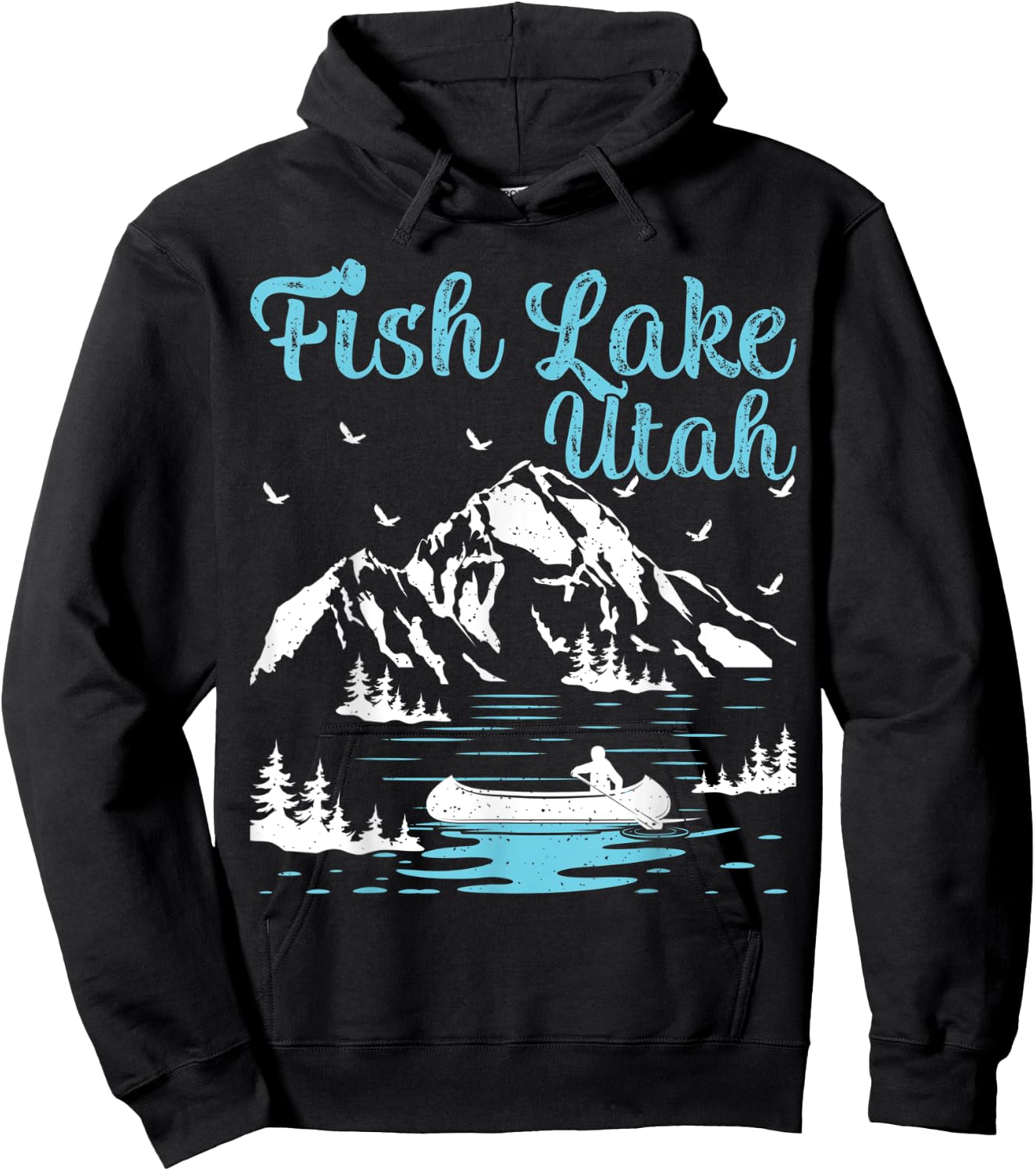 Summer Vacation Mountain Retro Utah Fish Lake Women Kids Hoodie - Hoodie | Black