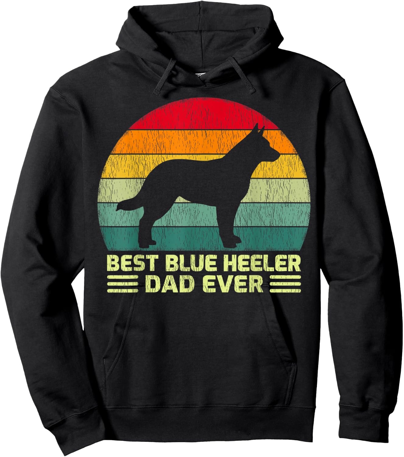 Funny Vintage Best Blue Heeler Dad Ever Father's Day Hoodie - Hoodie | Black