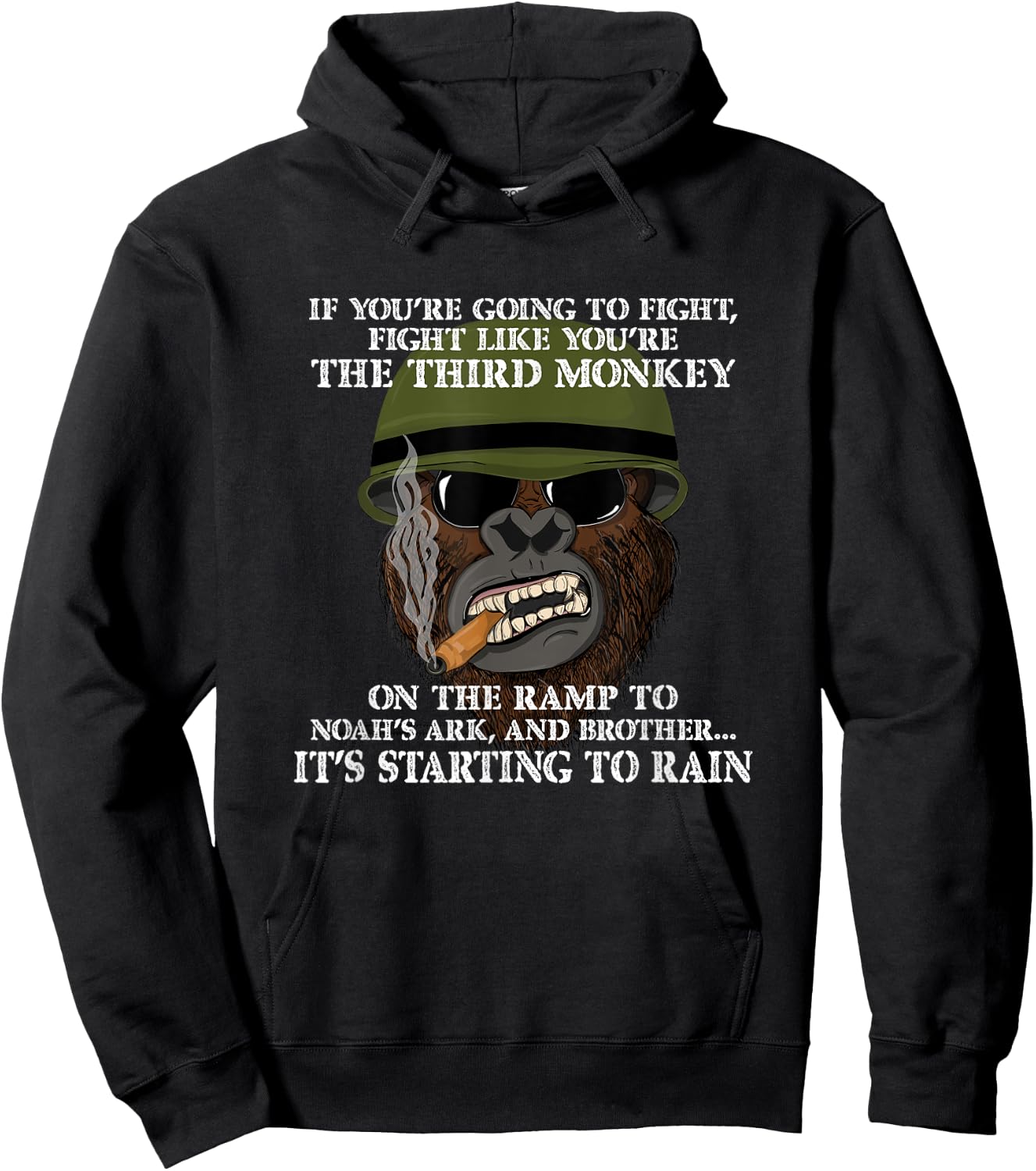 Fight Like the Third Monkey - Funny Boxing and MMA Meme Hoodie - Hoodie | Black