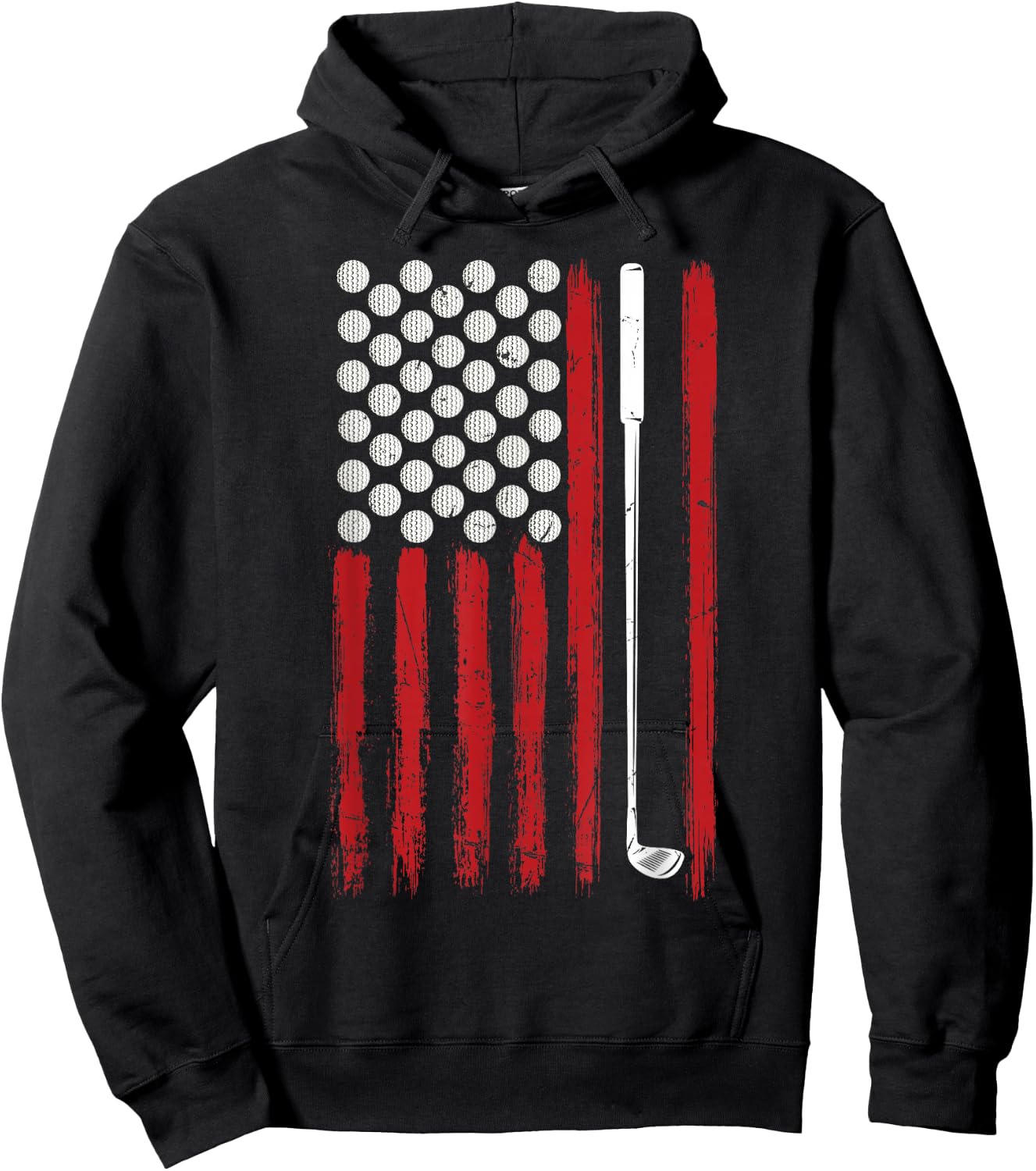 American Flag Golfing Golf Women Men Hoodie - Hoodie | Black