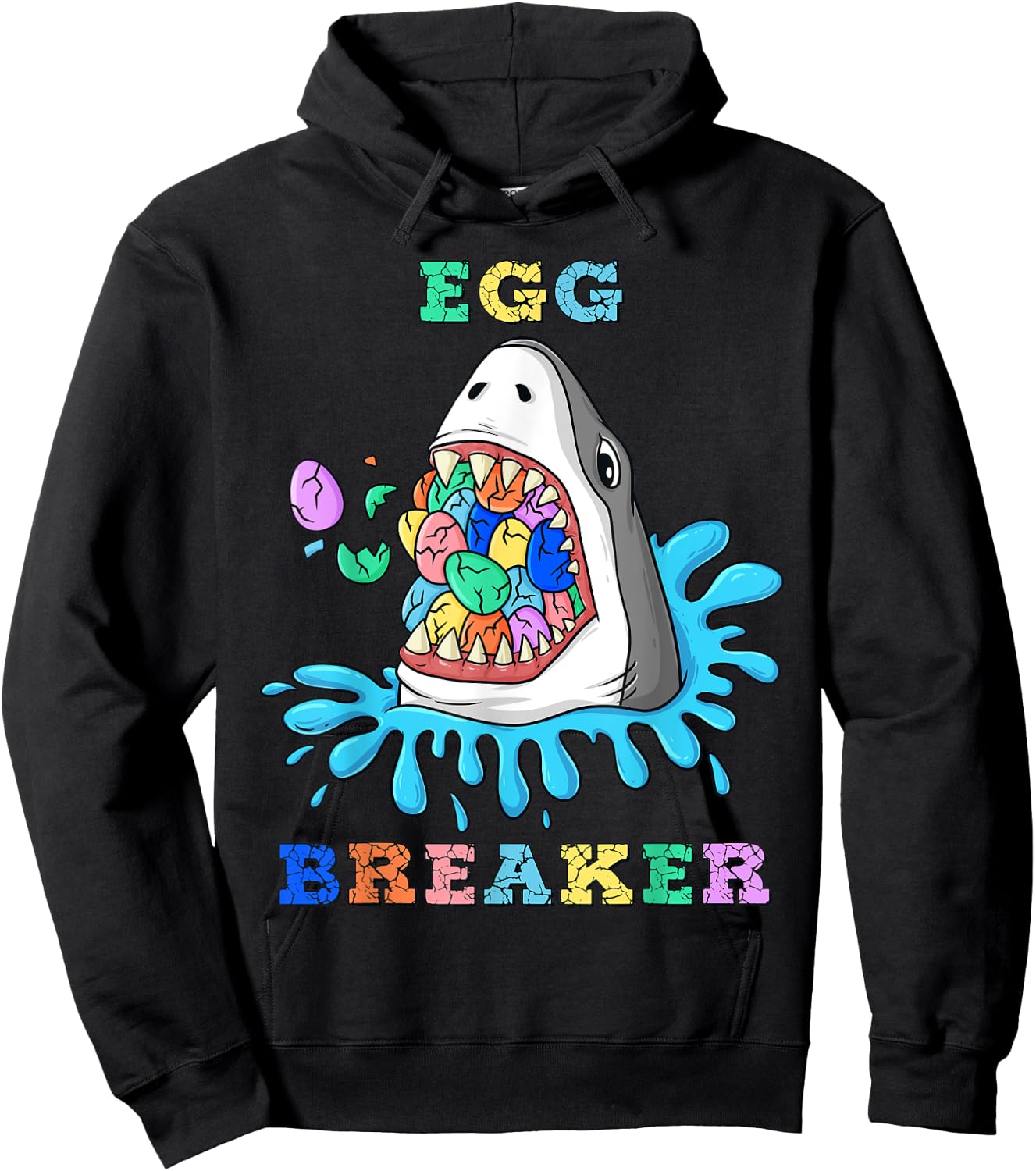 Egg Breaker Shark Easter Funny Boys Girls Kids Hoodie - Hoodie | Black