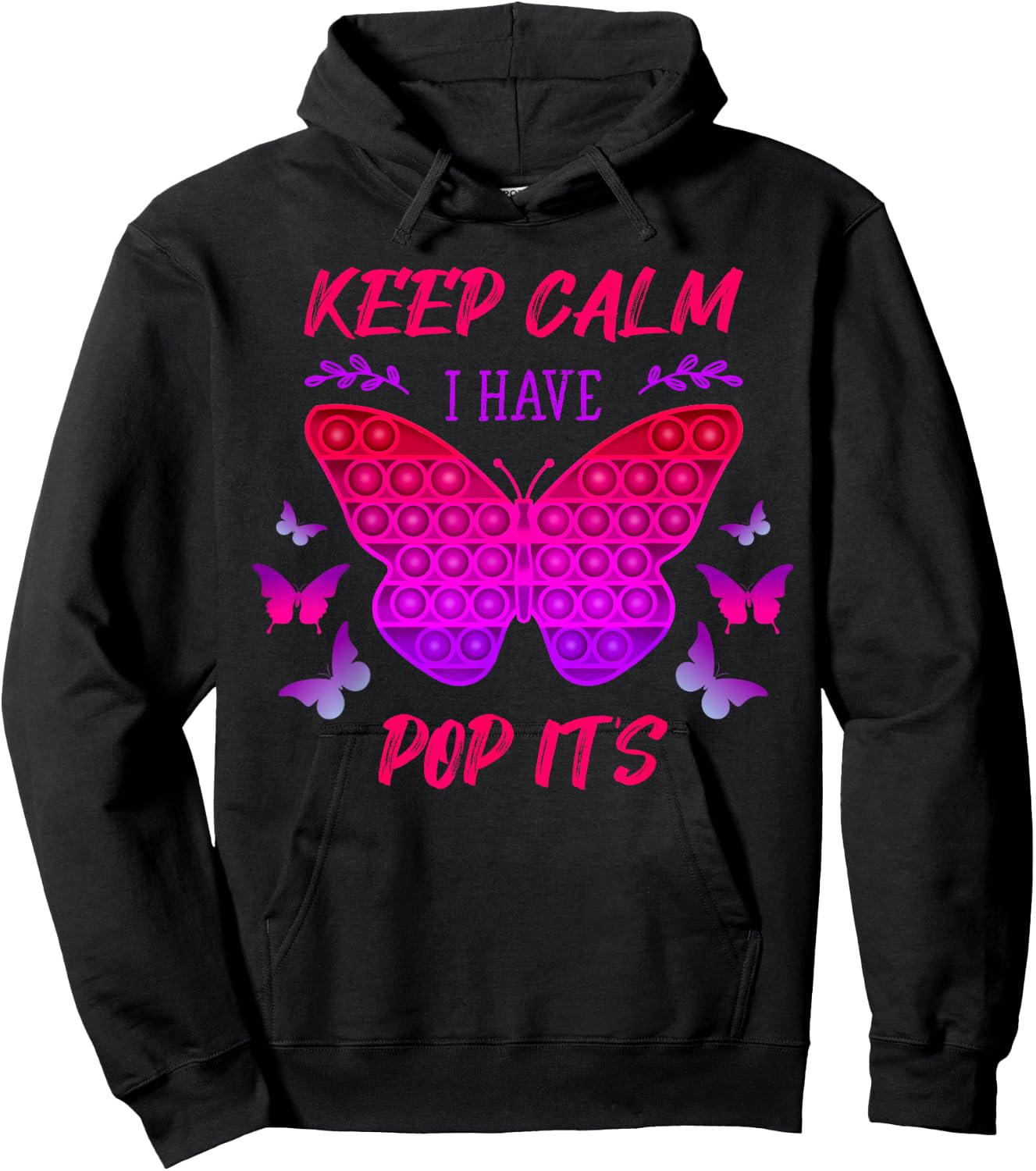 Fidget Toy Pop It for Girls Butterfly Fidget Toy Hoodie - Hoodie | Black