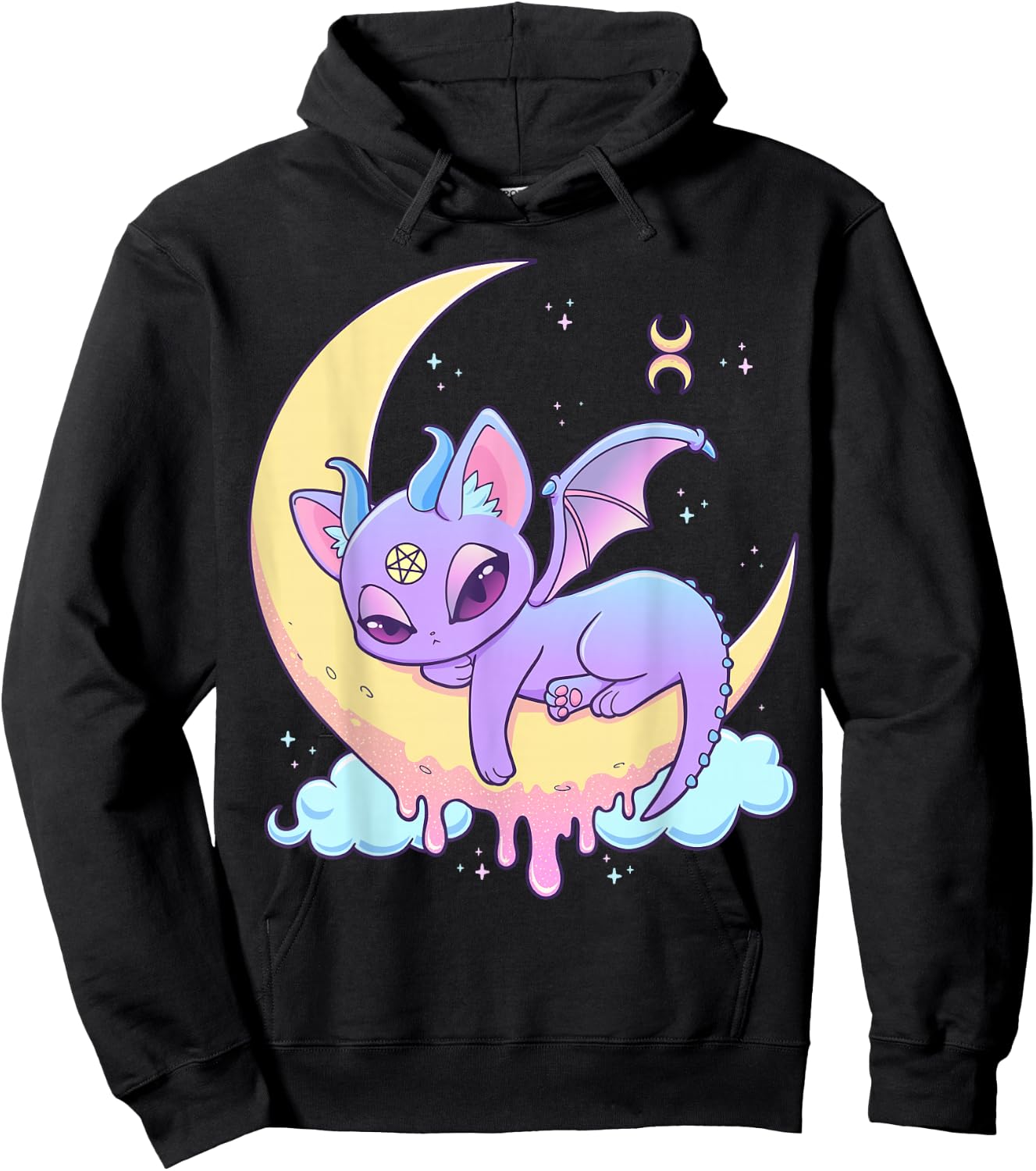 Pastel Goth Witchy Cat Cute Creepy Wiccan Cat Demon Menhera Hoodie - Hoodie | Black