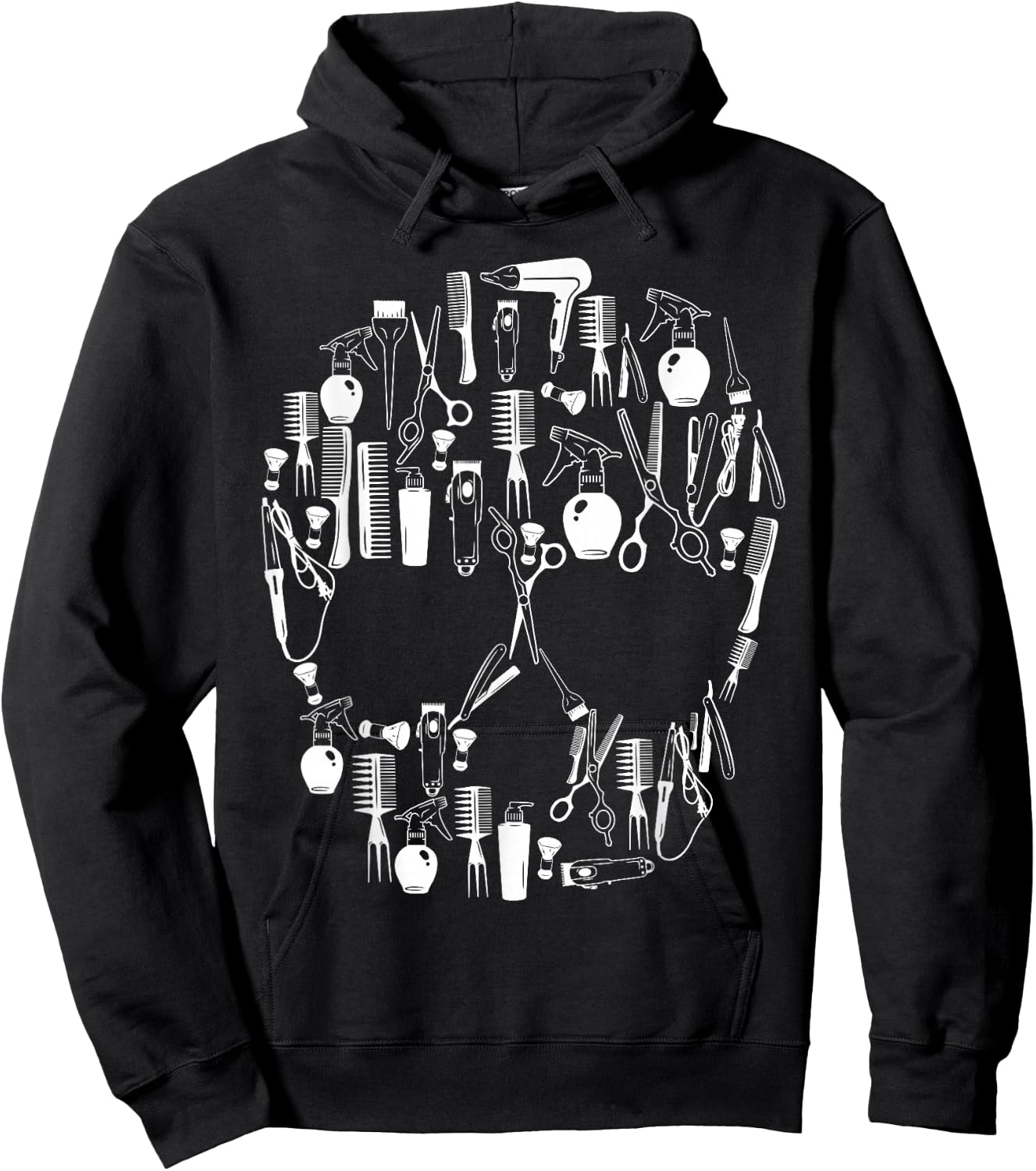 Barber Skull Gift Hairdresser Hair Stylist Hairdresser Salon Hoodie - Hoodie | Black