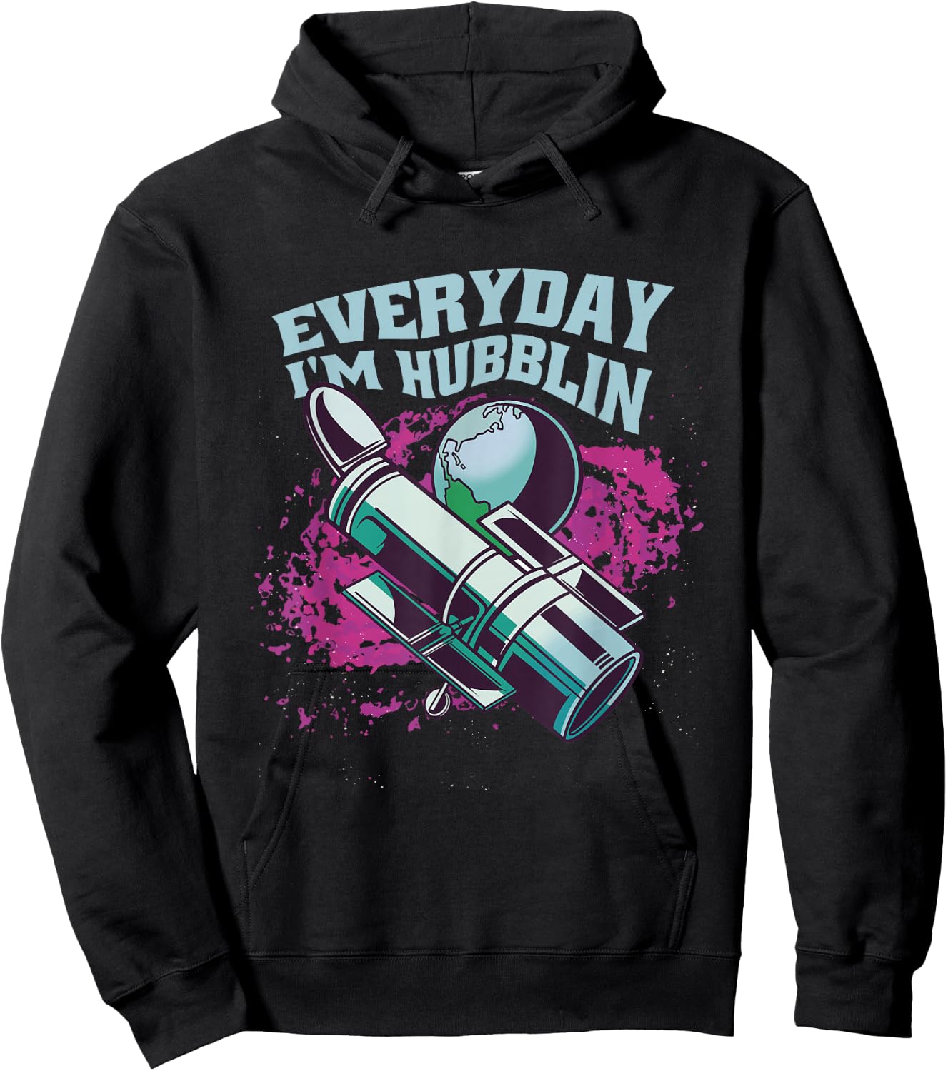 Funny Hubble Telescope Astronaut -Astral Cosmic Design Space Hoodie - Hoodie | Black