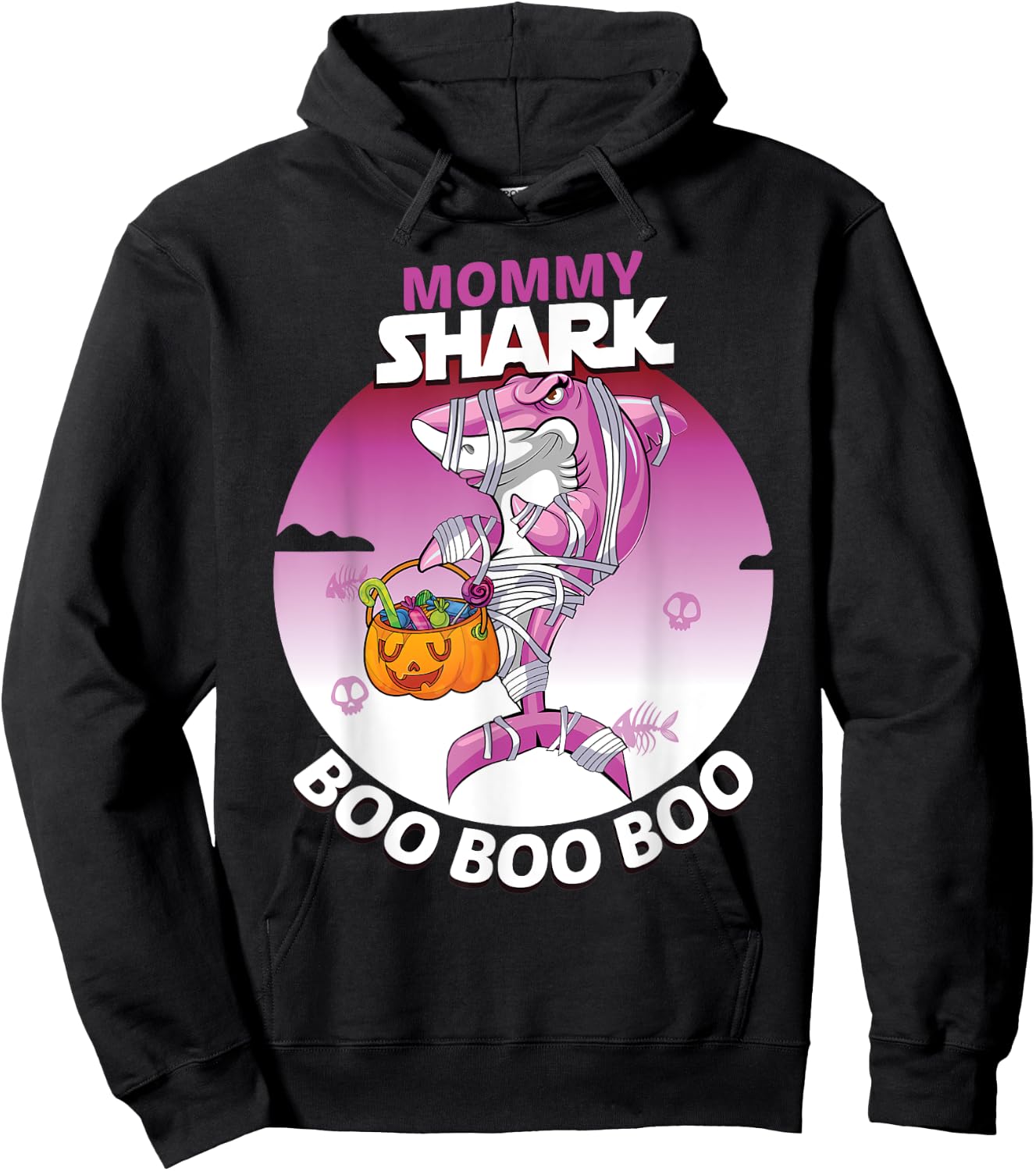 Mommy Shark Boo Boo Funny Family Shark Halloween Hoodie - Hoodie | Black