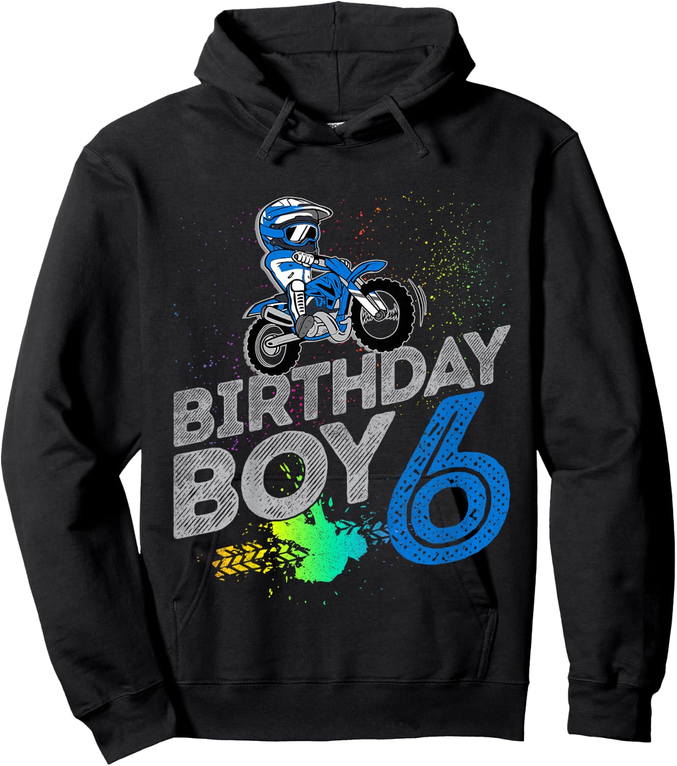 Kids Dirt Bike Rider 6 Years Old Motocross 6th Birthday Boy Hoodie - Hoodie | Black