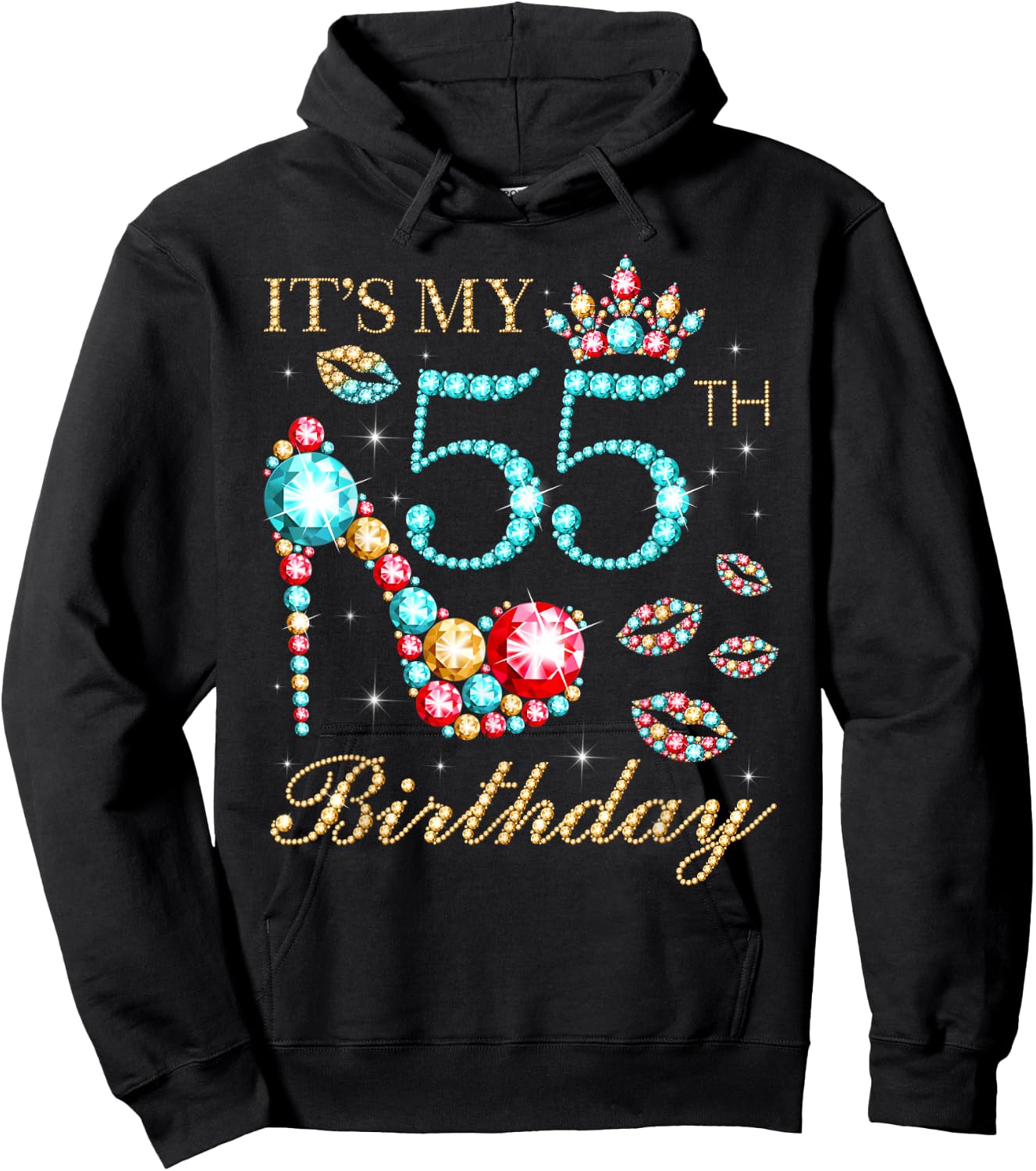 It's My 55th Birthday Cute 55 Years Old Birthday Queen Hoodie - Hoodie | Black