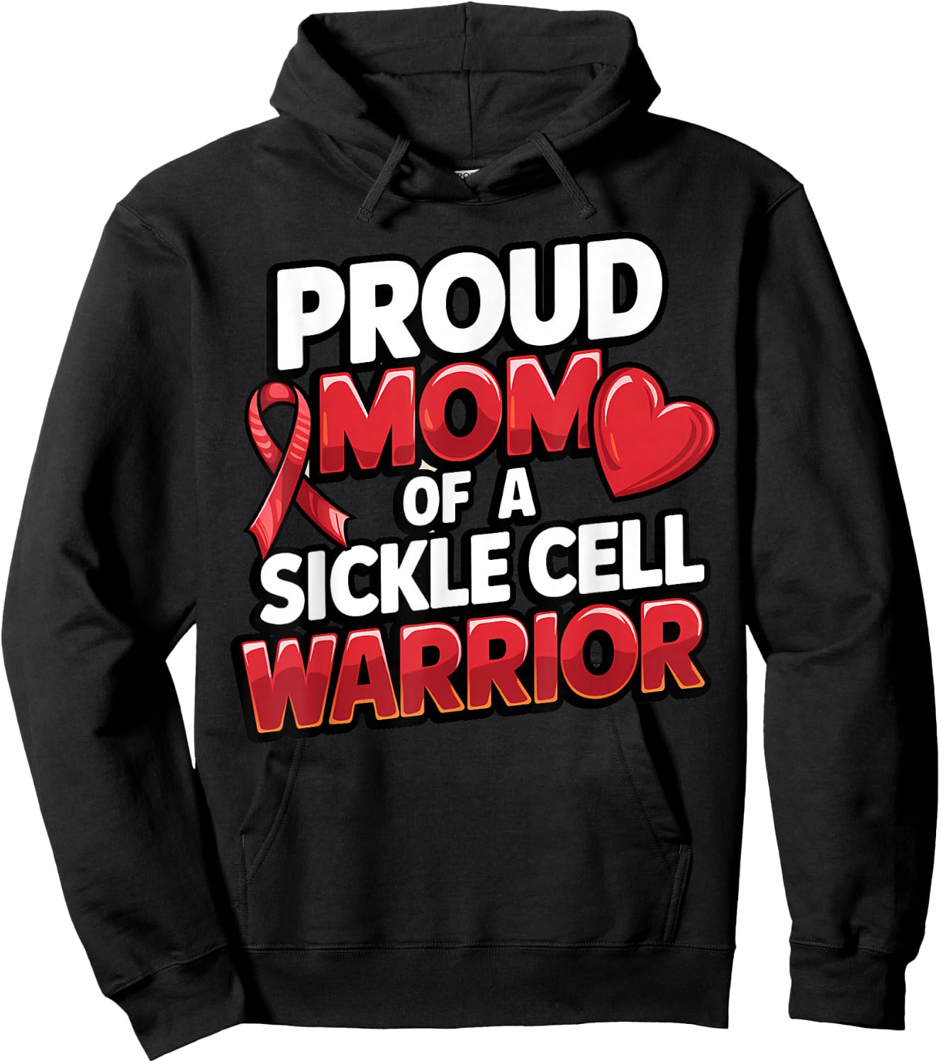 Sickle Cell Warrior Awareness Proud Mom Burgundy Ribbon Hoodie - Hoodie | Black