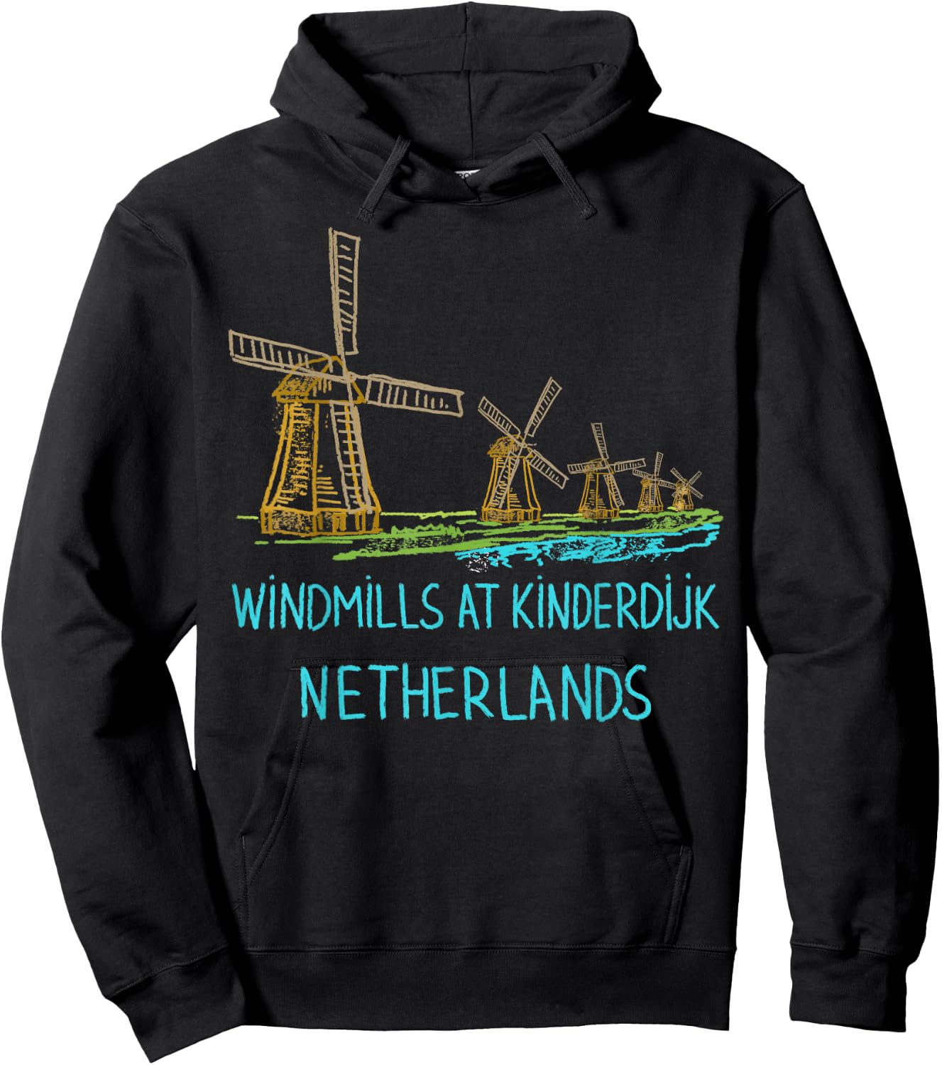 Windmills at Kinderdijk Netherlands Hoodie - Hoodie | Black
