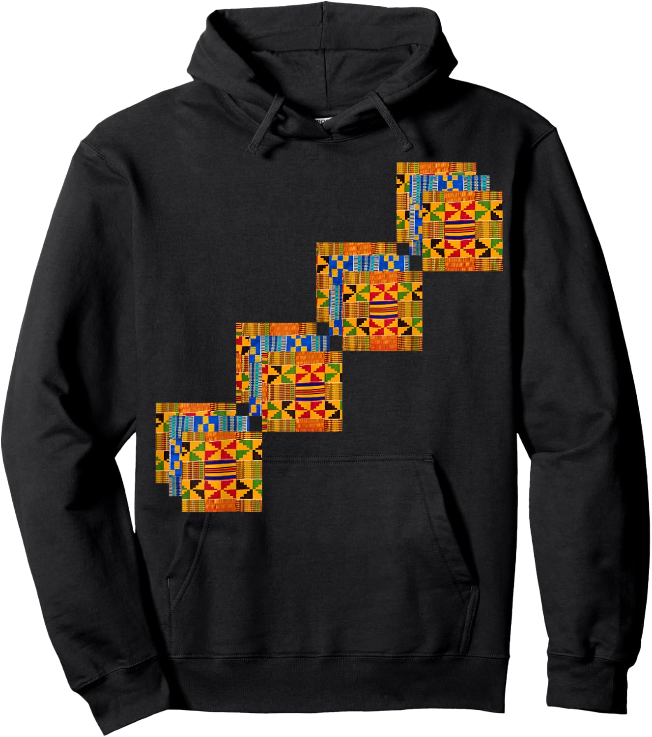 Traditional African Dashiki, Kente inspired Illustration Hoodie - Hoodie | Black