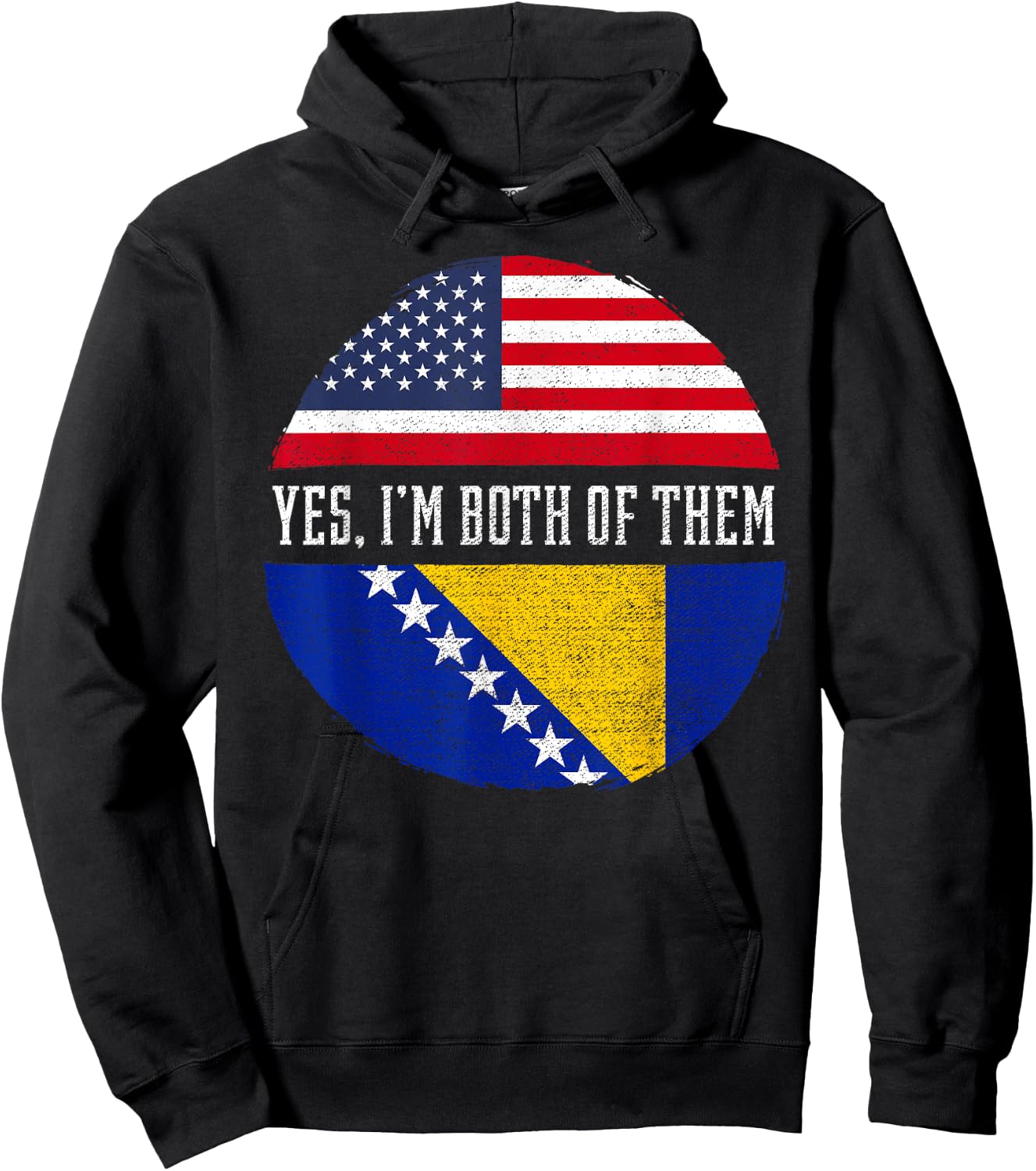 Half American Bosnian Herzegovinian Bosnia and Herzegovina Hoodie - Hoodie | Black
