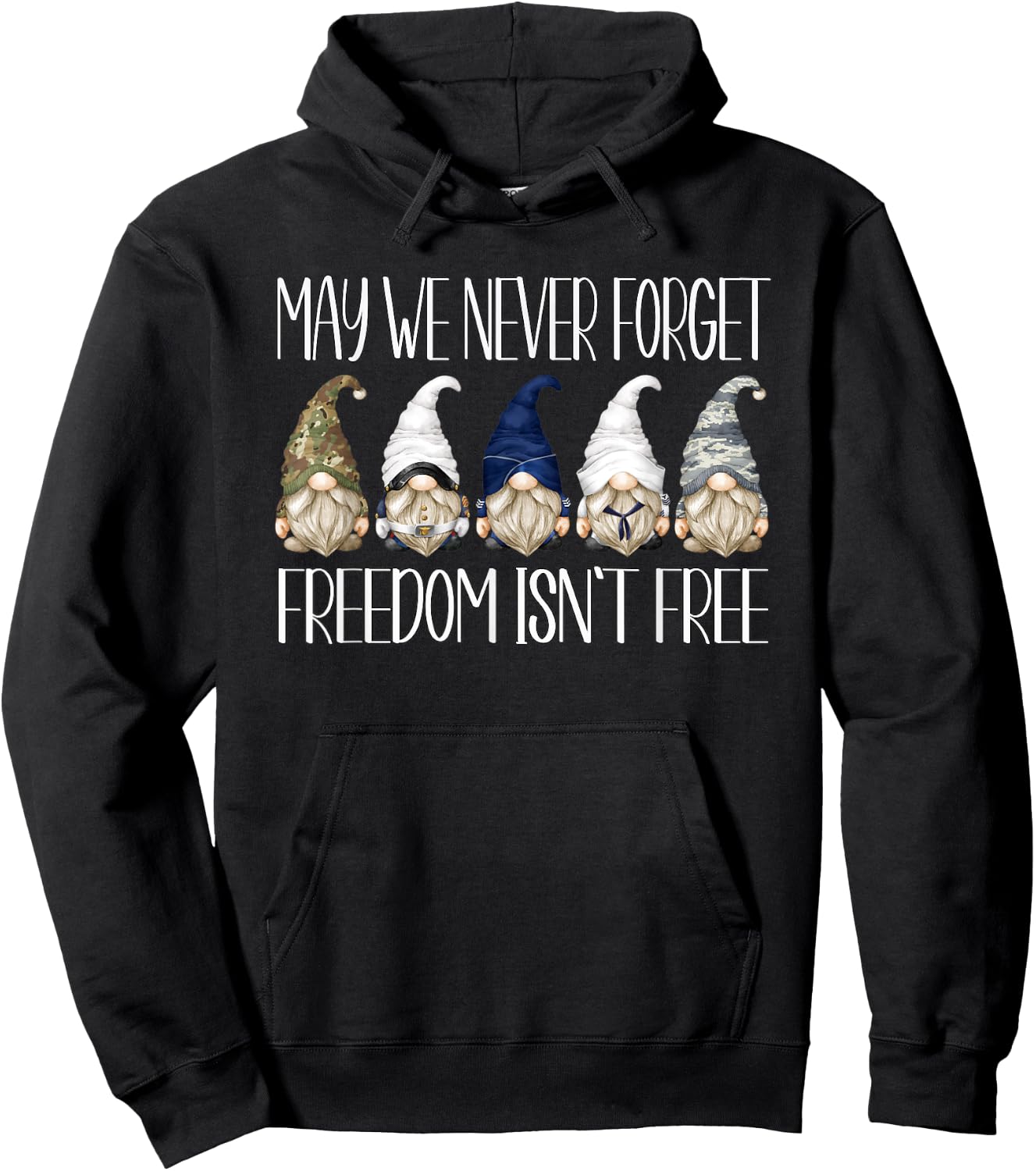 Unique Military Dad Gnomes For Veteran Memorial Day Gnome Hoodie - Hoodie | Black