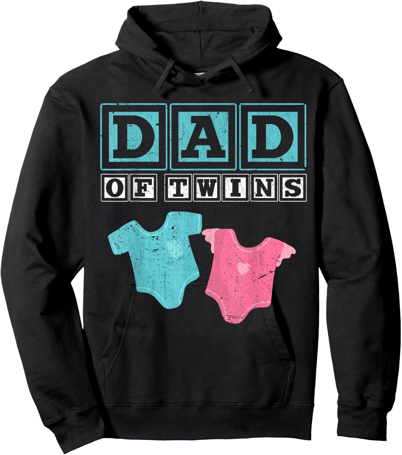 Dad of Twins Family Daddy Fathers Day Future Parents Hoodie - Hoodie | Black