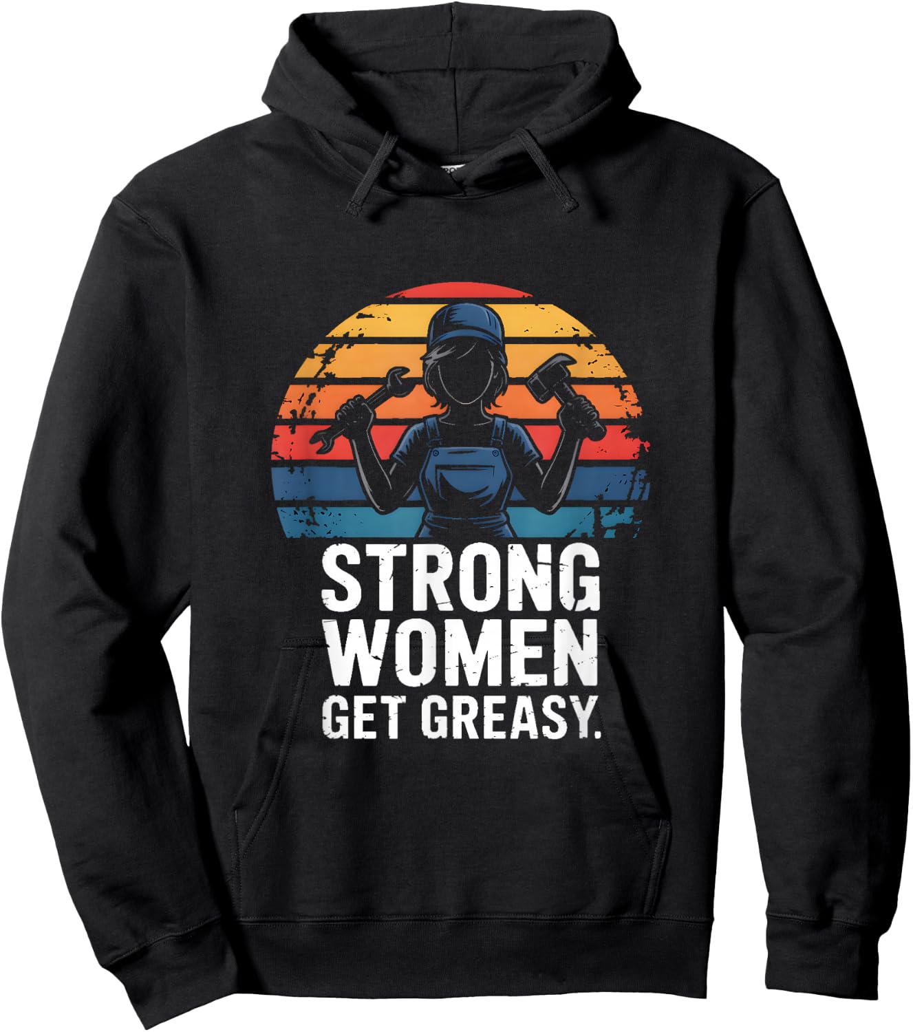 Strong Women Get Greasy Female Mechanic Power Hoodie - Hoodie | Black