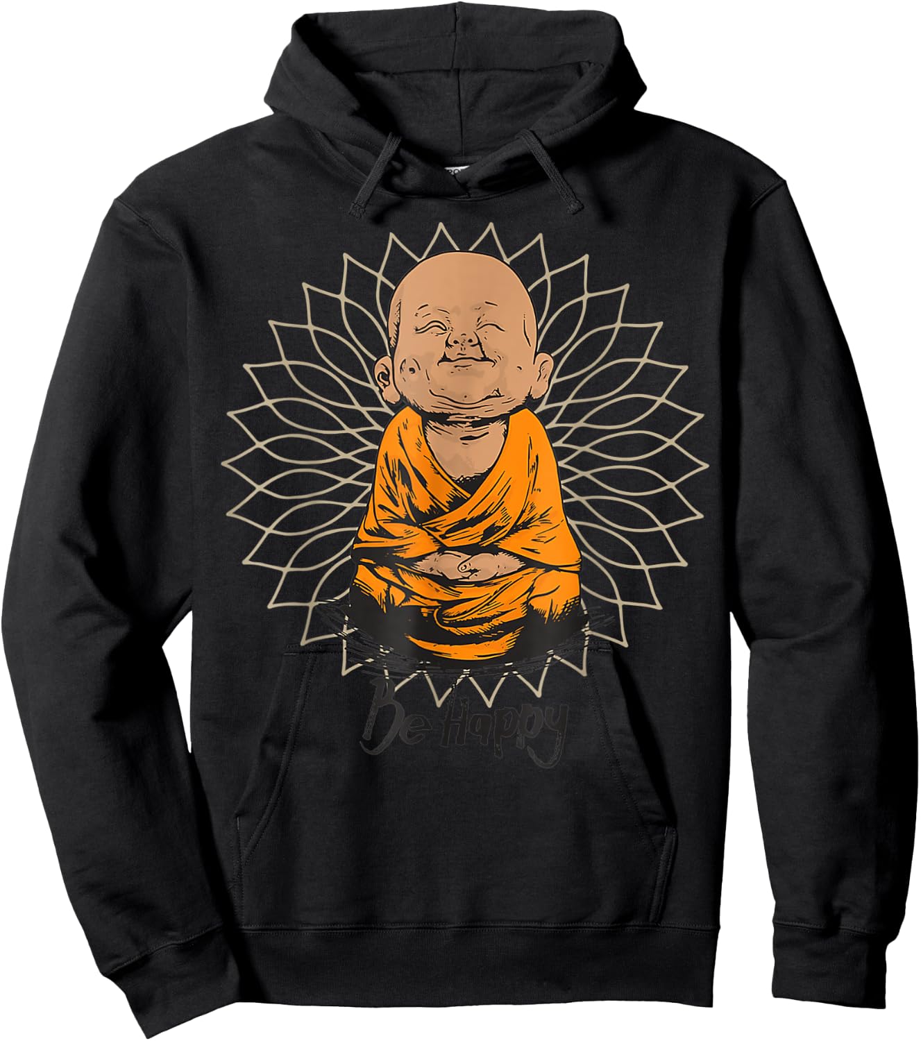 Be Happy shirt Zen Little baby Buddha Mandala T gift Hoodie - Hoodie | Black