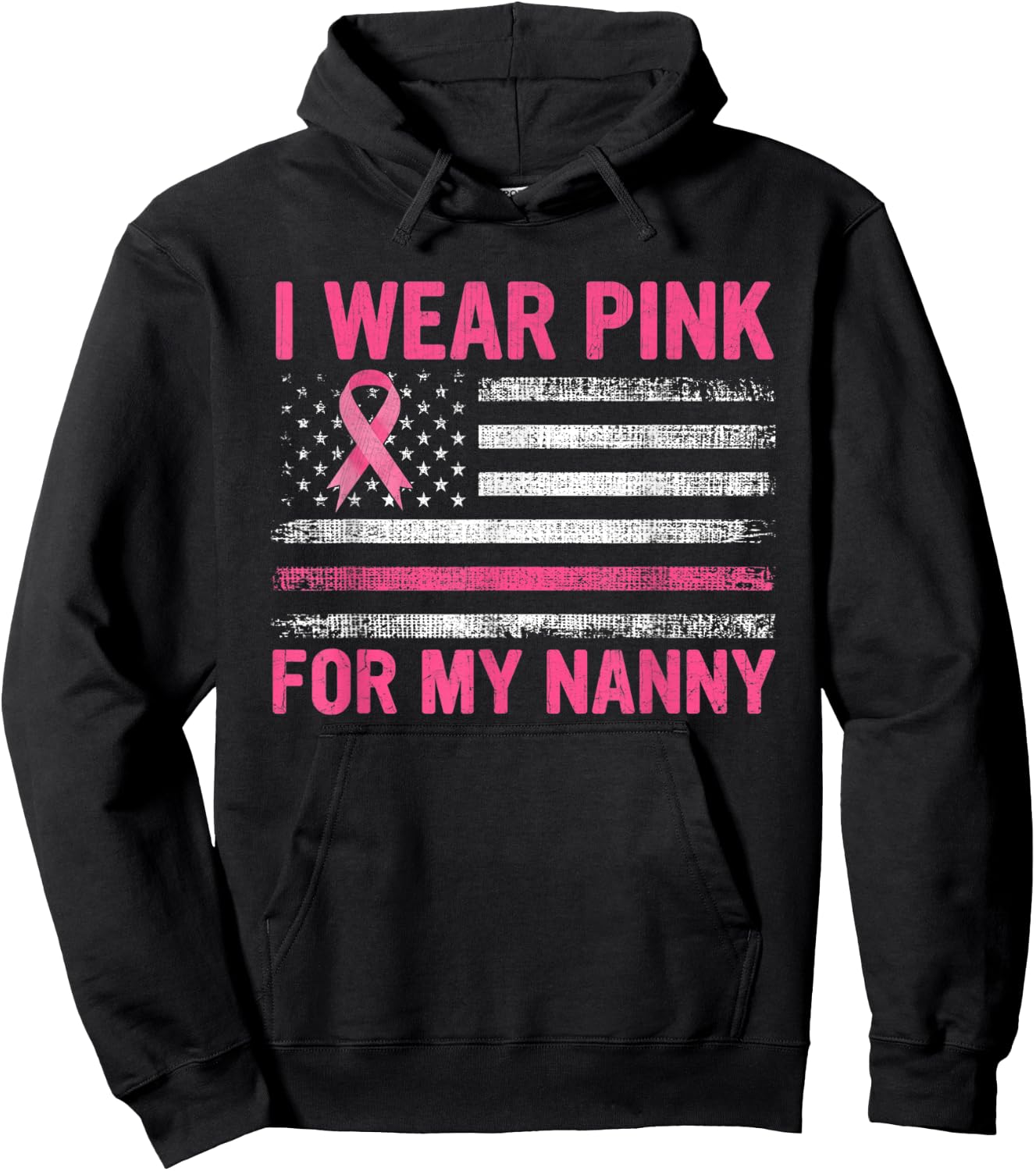 I Wear Pink For My Nanny Breast Cancer Awareness Support Hoodie - Hoodie | Black