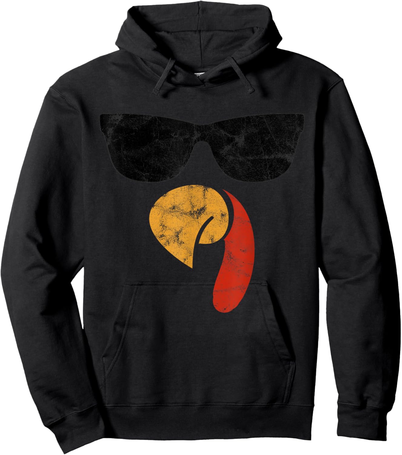 Turkey Face Thanksgiving Day Piligrim Gifts Trot Leg Day Hoodie - Hoodie | Black