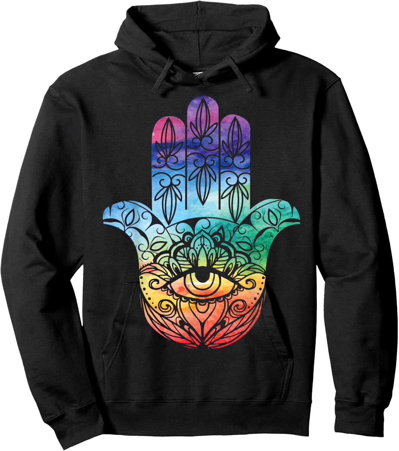Hamsa Top with Beautiful Hamsa Hand Hoodie - Hoodie | Black