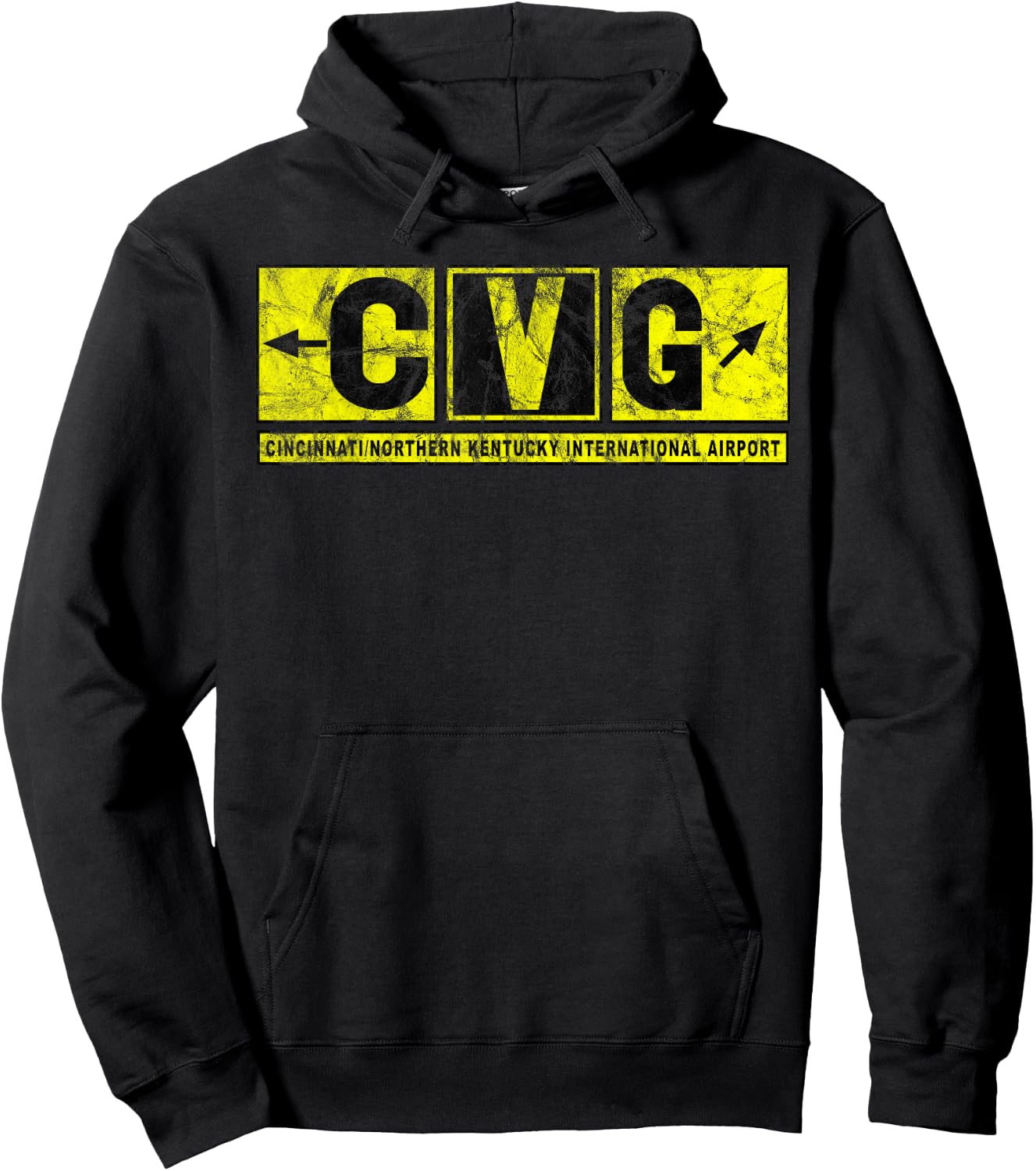 CVG Cincinnati N Kentucky Airport Taxiway Sign Pilot Vintage Hoodie - Hoodie | Black