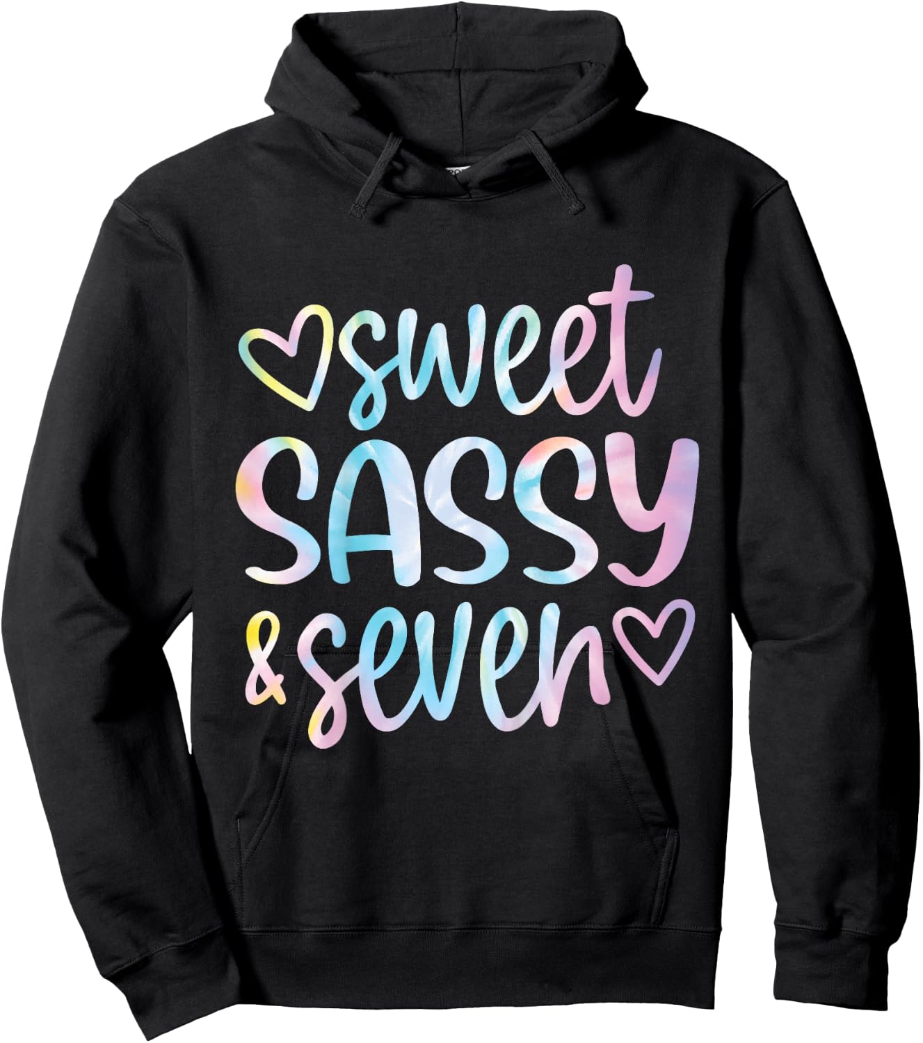 Tie Dye Sweet Sassy and Seven 7th Birthday Girls 7 Years Old Hoodie - Hoodie | Black