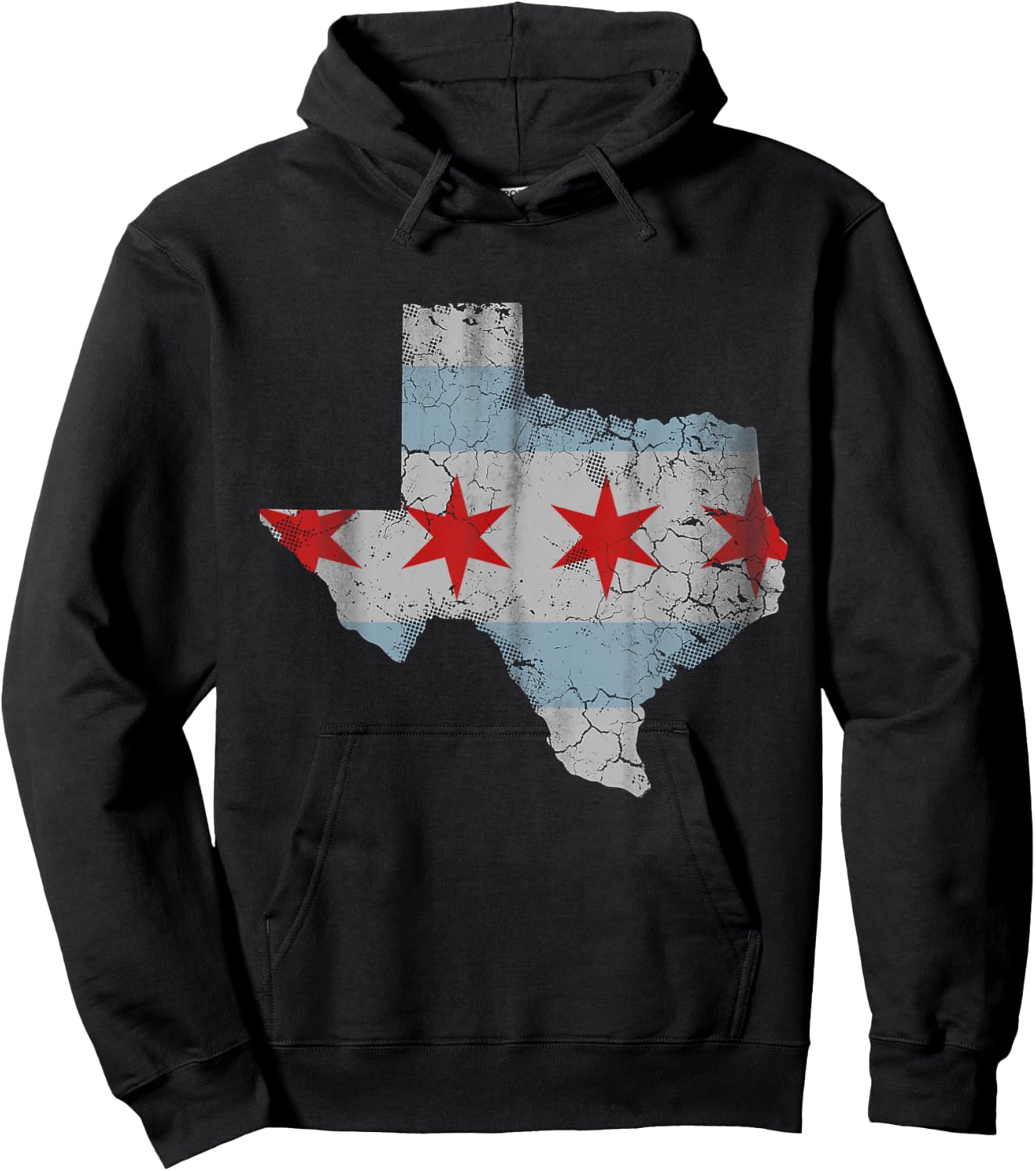 Texas Chicago Flag Vintage Distressed Hoodie - Hoodie | Black