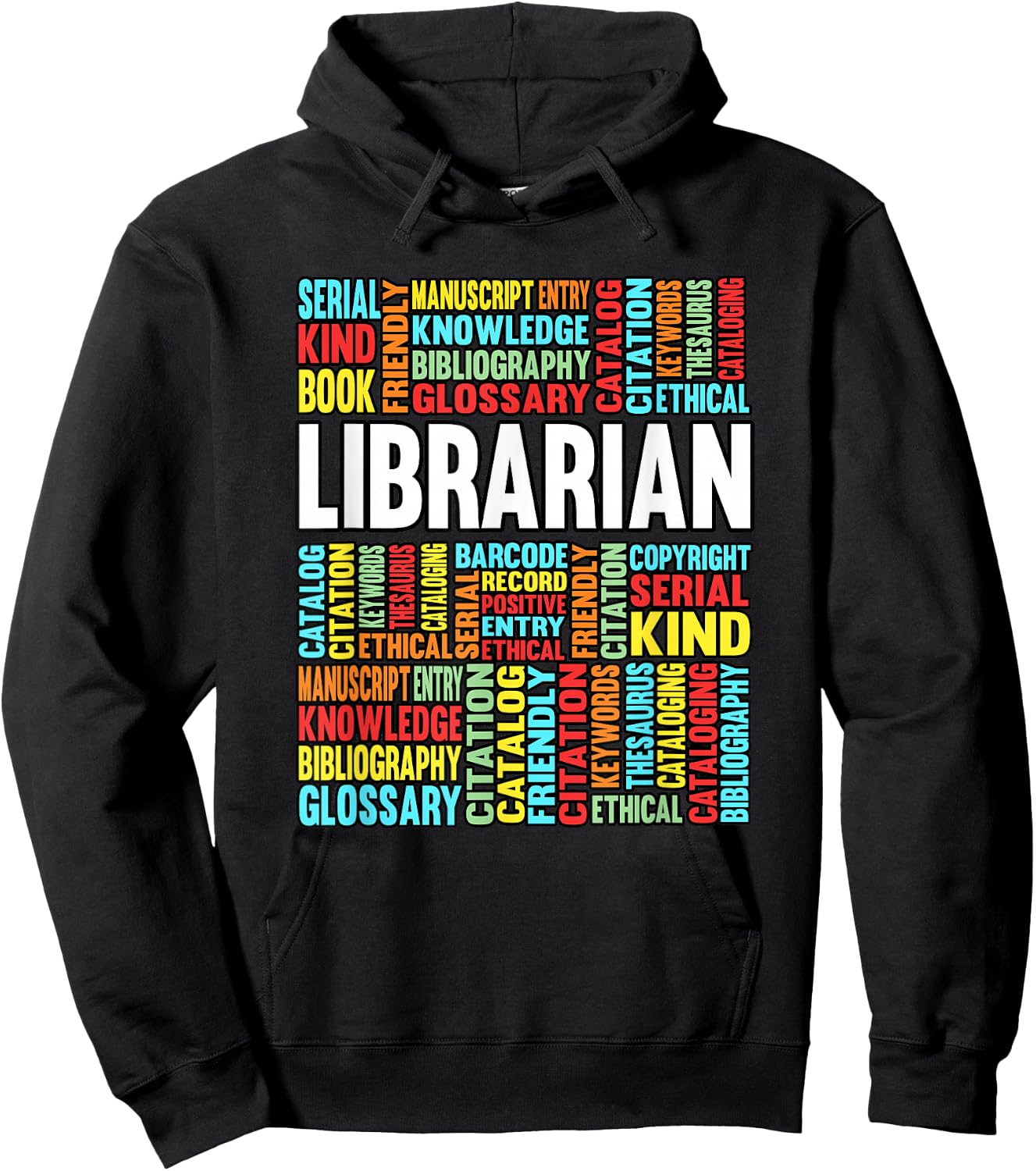Funny Librarian Words School Library Bookworm Teacher Hoodie - Hoodie | Black