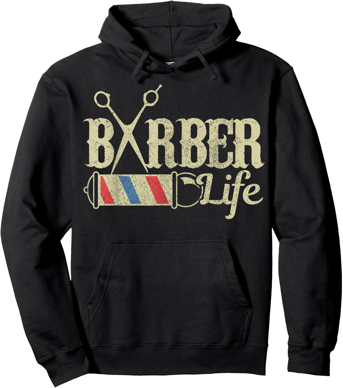 Friseur & Barbier Apparel Co. Barber Pole Vintage Funny Gift Hoodie - Hoodie | Black