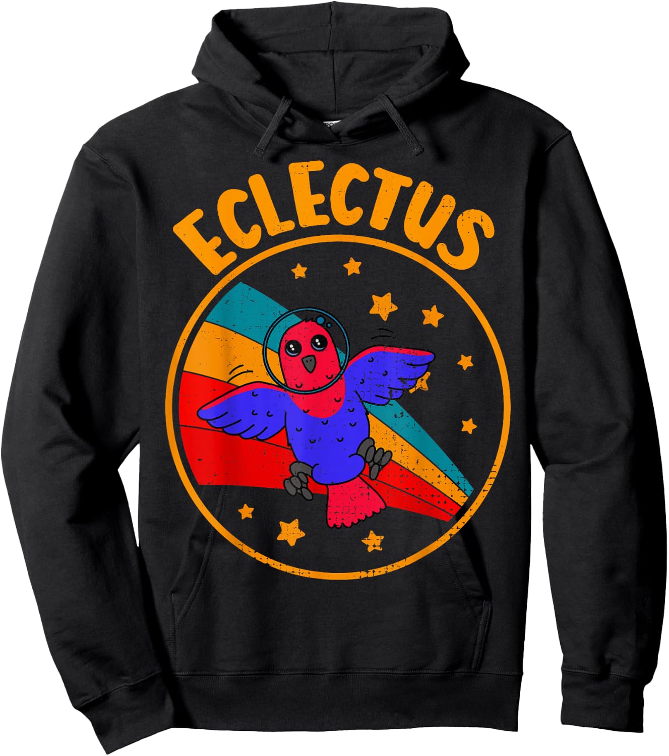 Cute Vintage Female Eclectus Parrot Retro Parrot In Space Hoodie - Hoodie | Black