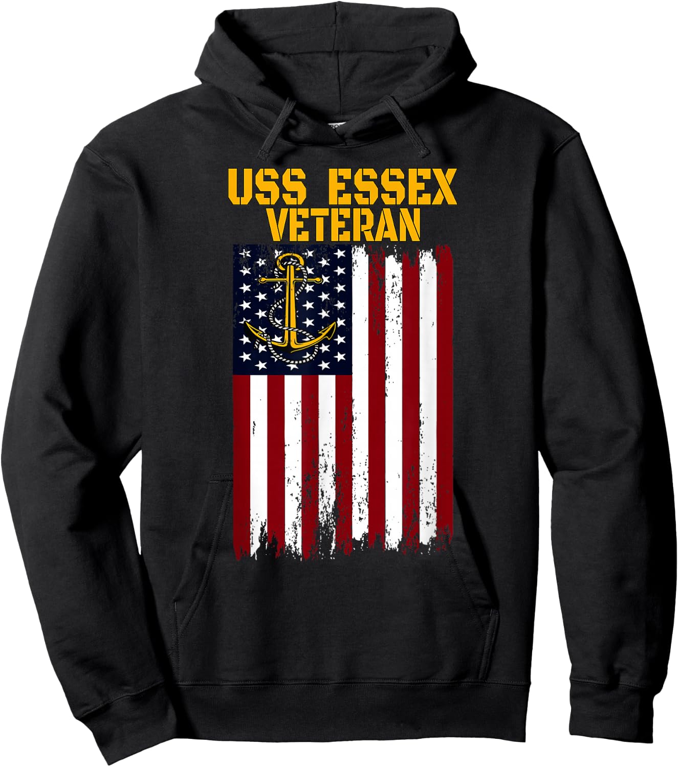USS Essex Aircraft Carrier Veterans Day Father's Day Grandpa Hoodie - Hoodie | Black