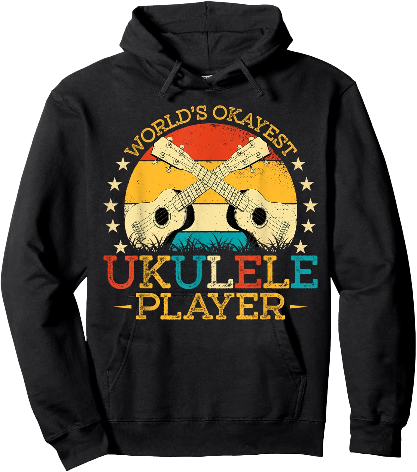 Retro Vintage Style World Okayest Ukulele Uke Player Hoodie - Hoodie | Black
