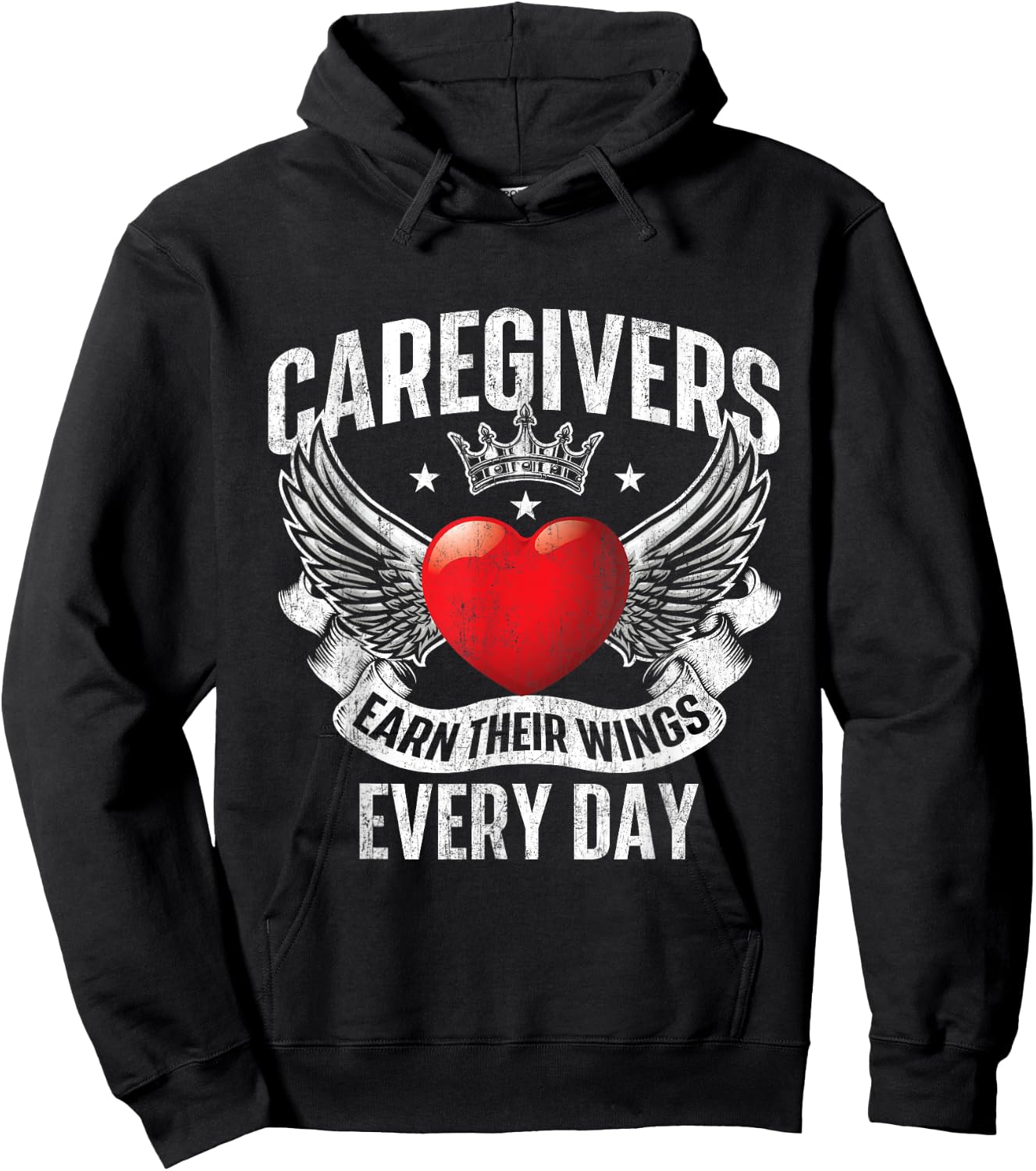 Caregivers Earn Their Wings Every Day - Nurse Caregiving Hoodie - Hoodie | Black