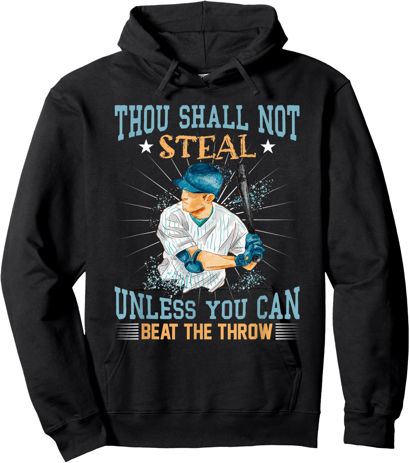 Funny Retro Baseball Thou Shalt Not Steal Unless Beat Throw Hoodie - Hoodie | Black