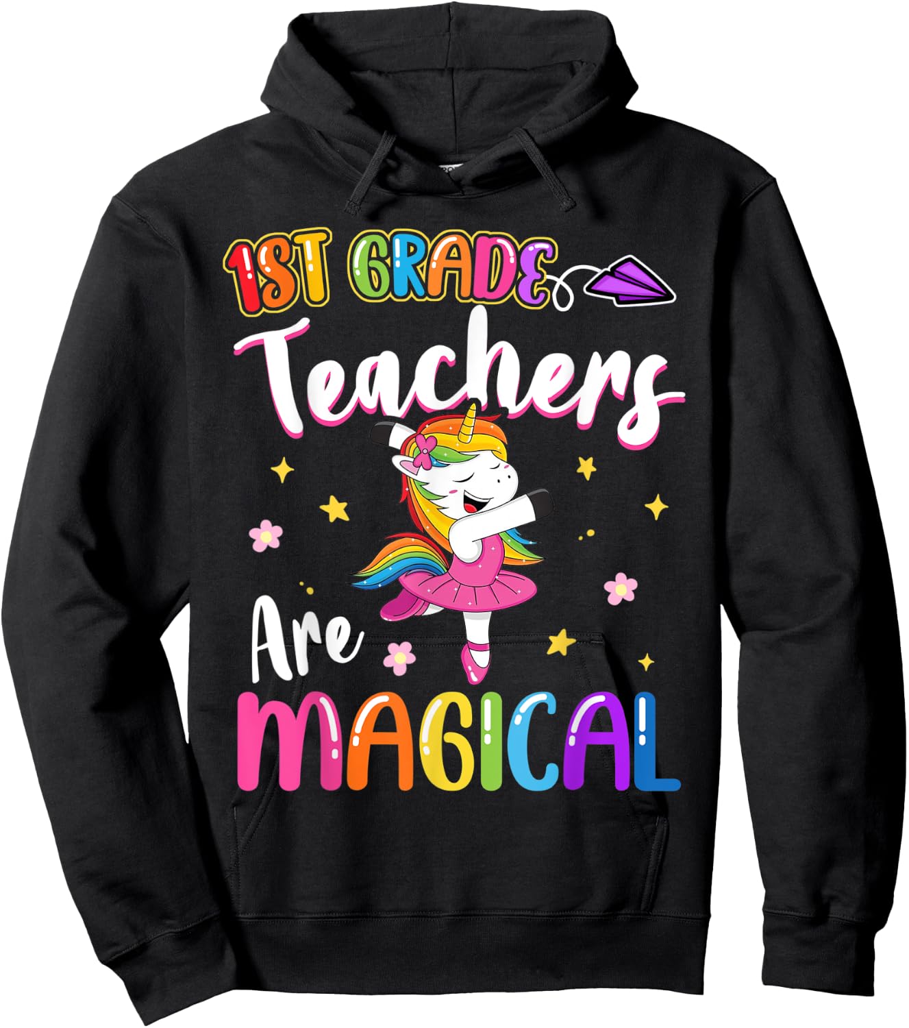 1st Grade Teachers Are Magical First Grade Unicorn Teacher Hoodie - Hoodie | Black