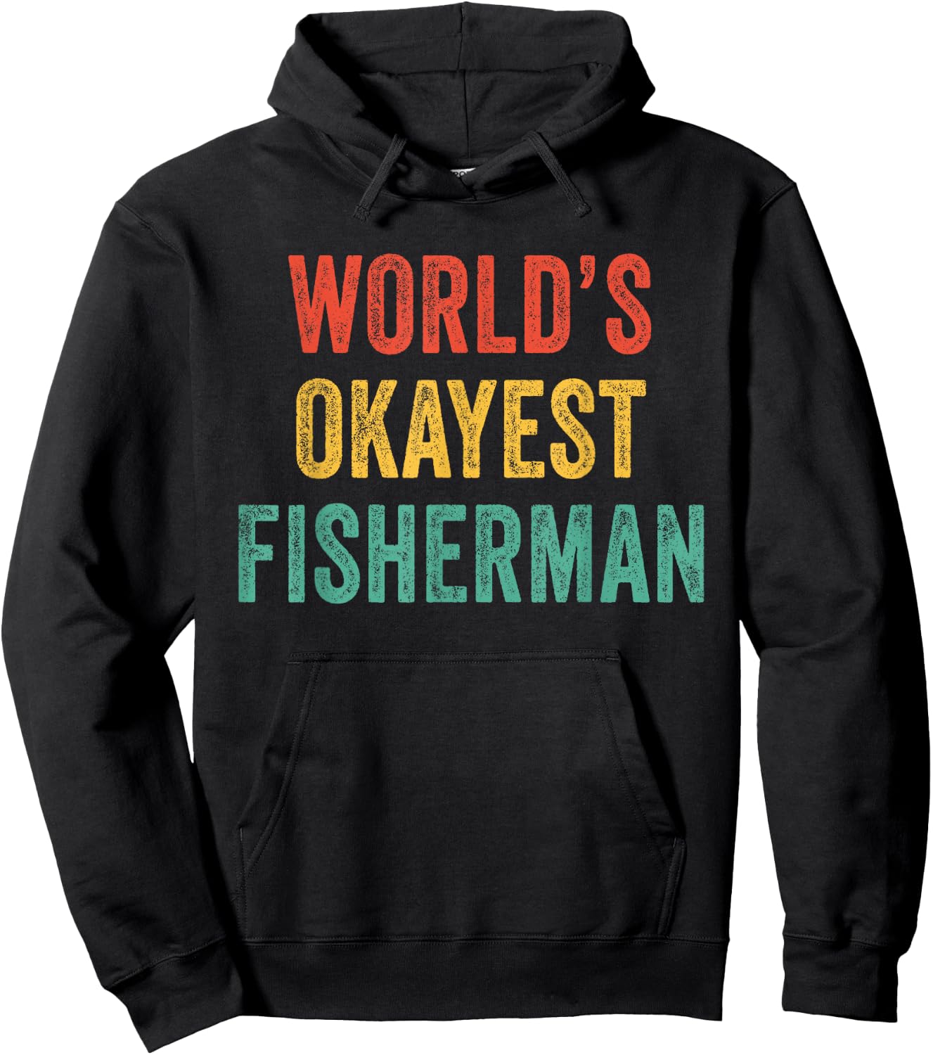 World's Okayest Fisherman Fishing Anglers Dad Vintage Retro Hoodie - Hoodie | Black