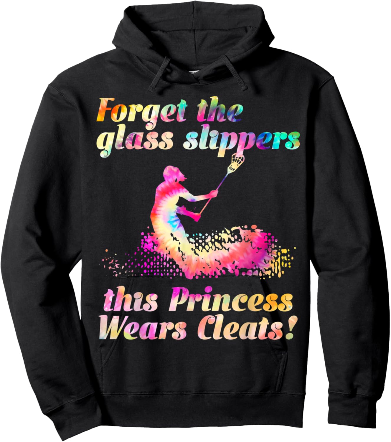 Girls Lacrosse Hippie Tie Dye Colorful Rainbow Design Gift Hoodie - Hoodie | Black