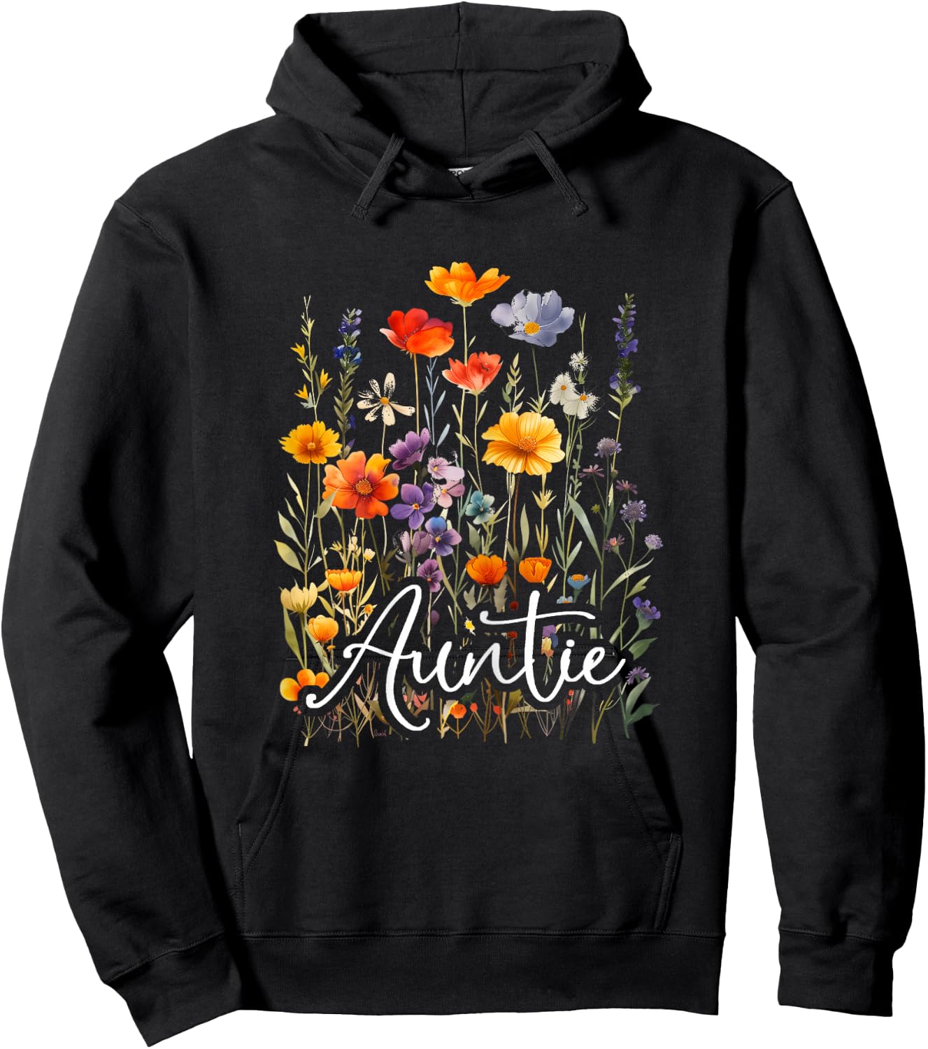 Gifts Co. Auntie Wildflowers Women Aunt Mother's Day Christmas Gardner , Female X-Small Hoodie - Hoodie | Black