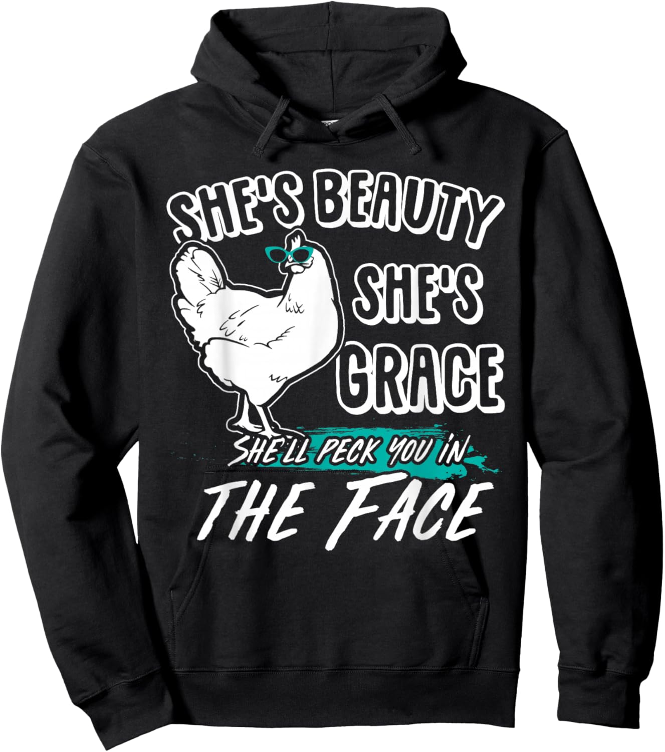 She's Beauty She's Grace - Farmer & Chicken Lover Gift Hoodie - Hoodie | Black