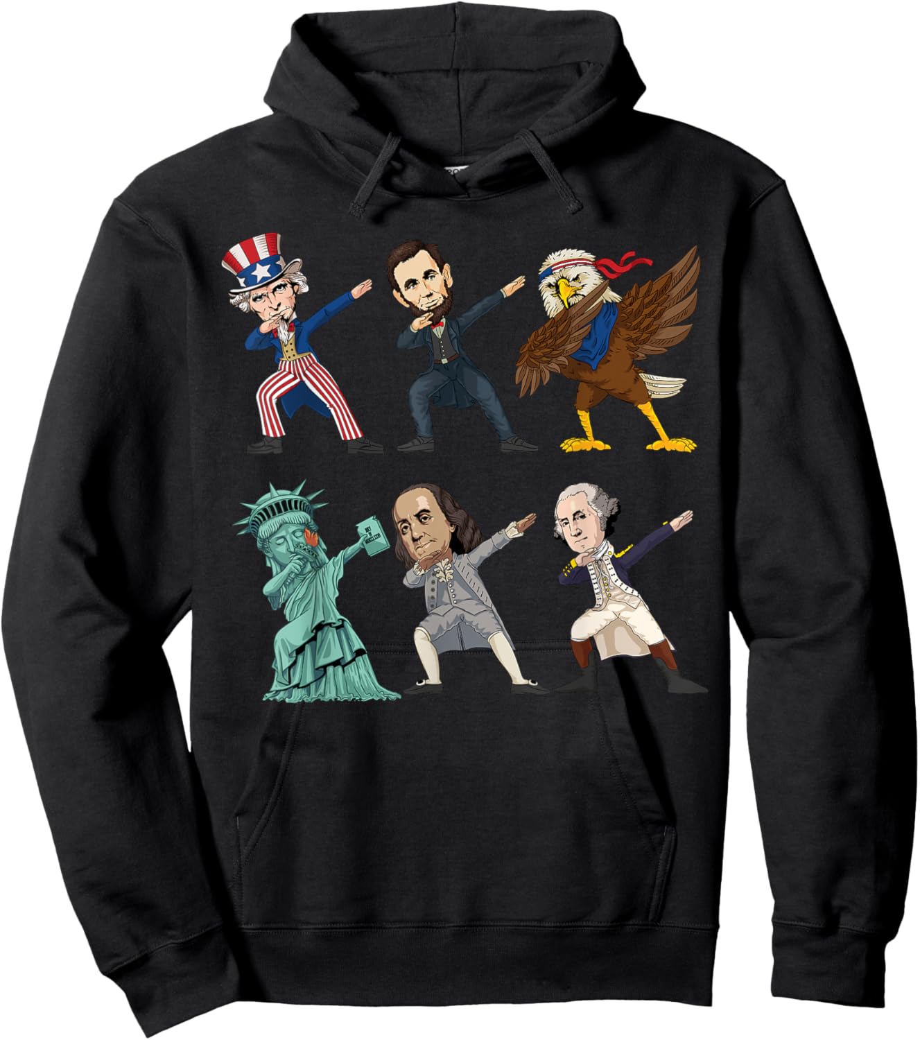 Dabbing Uncle Sam And Friends 4th Of July Boys Girls Kids Hoodie - Hoodie | Black