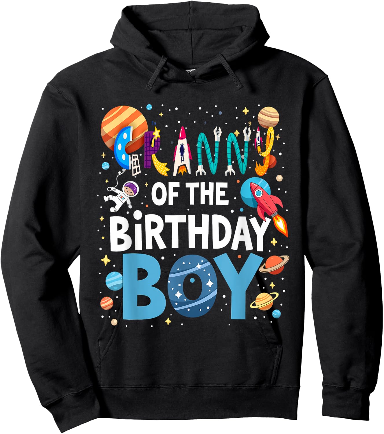Astronaut 1st Birthday Grandma Granny Of The Birthday Boy Hoodie - Hoodie | Black