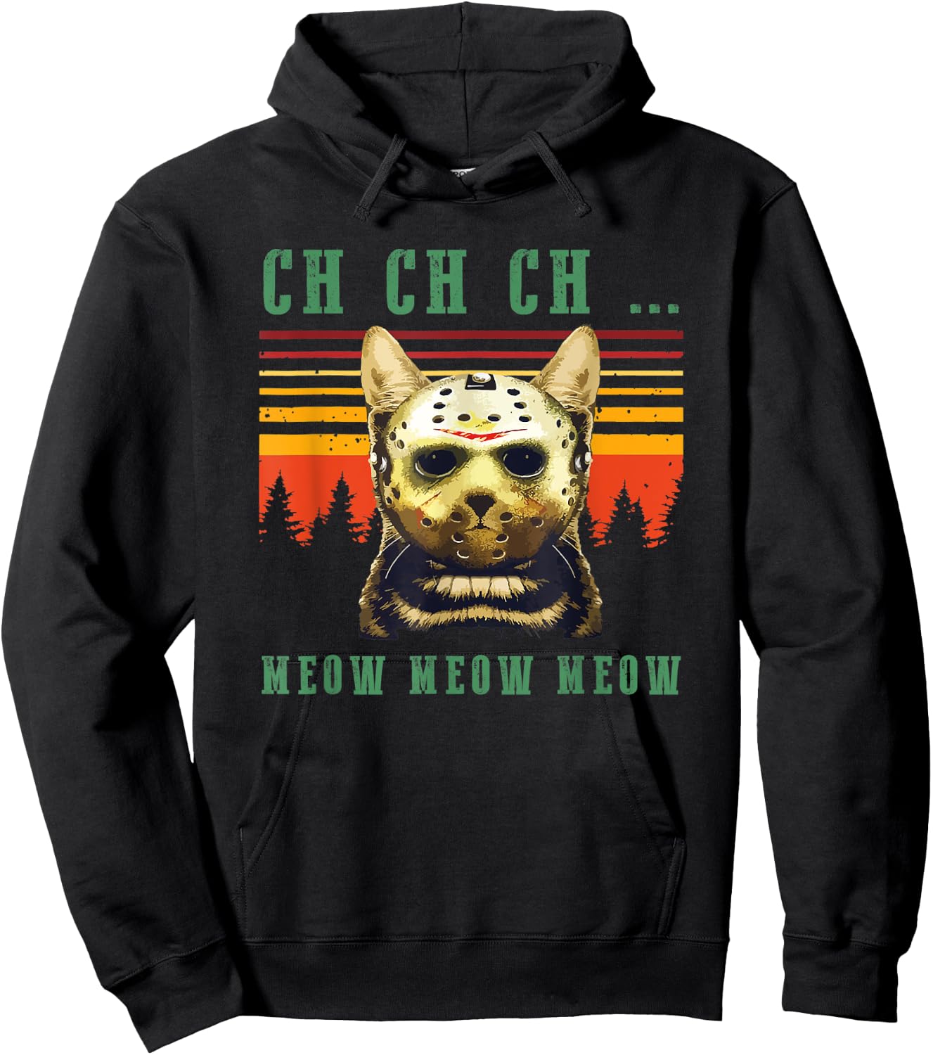 Ch Ch Ch Meow Meow Scary Friday Costume Halloween Cat Women Kids Hoodie - Hoodie | Black