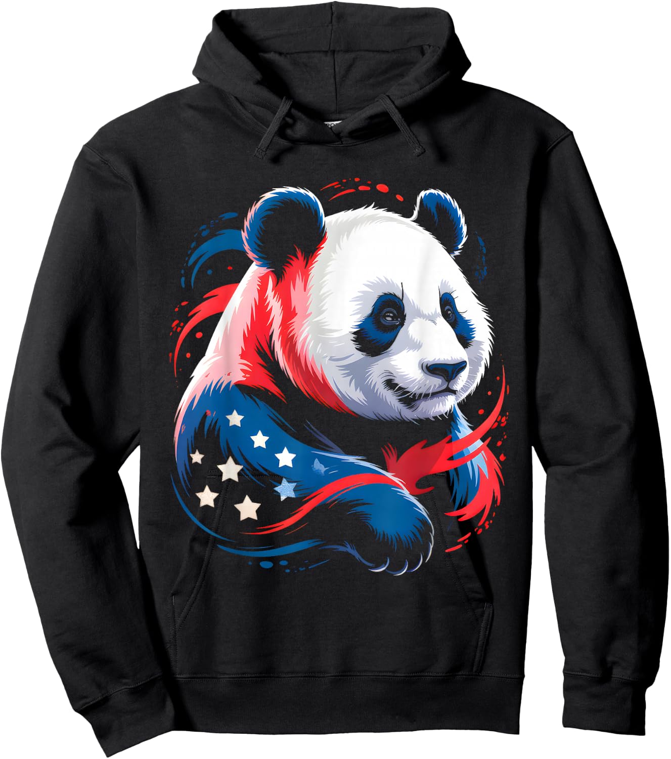 Panda 4th Of July Patriotic Panda Graphic American Flag Kids Hoodie - Hoodie | Black