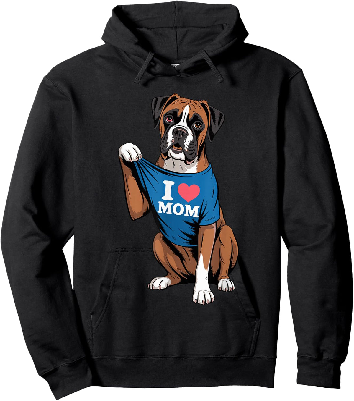 Cute Boxer Dog Lover Funny I Heart Mom Mother's Day Hoodie - Hoodie | Black