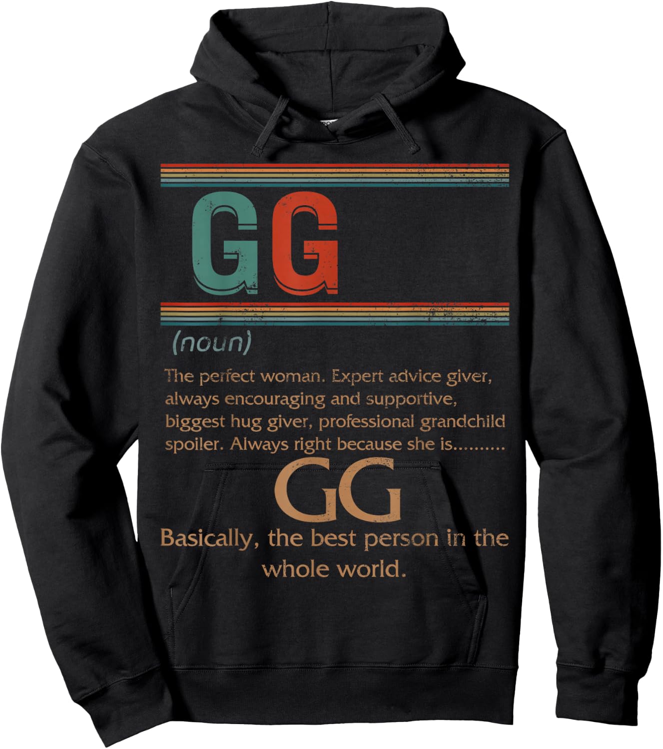 GG Definition Best Grandma Ever Mother's Day Christmas Vinta Hoodie - Hoodie | Black