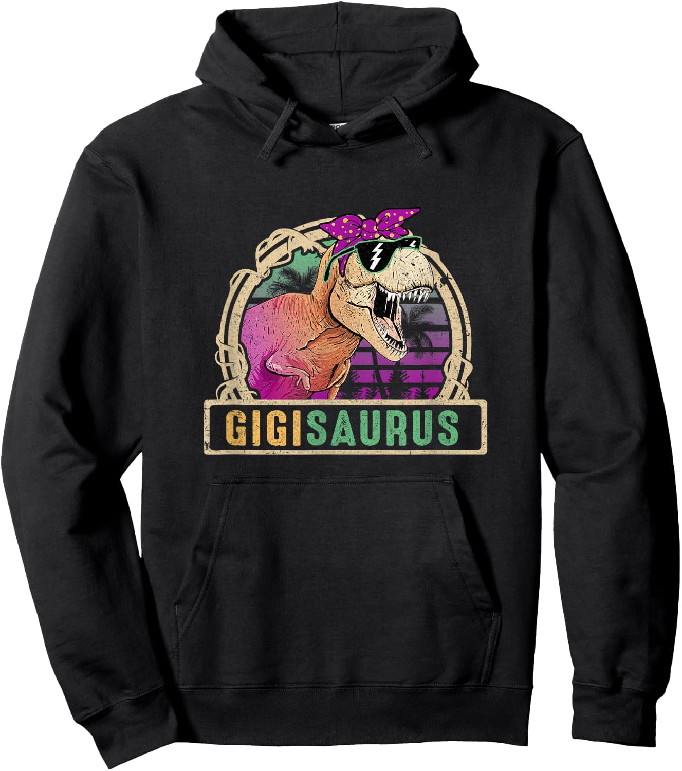 Gigi Saurus Gigisaurus T Rex Dinosaur Family Matching Hoodie - Hoodie | Black
