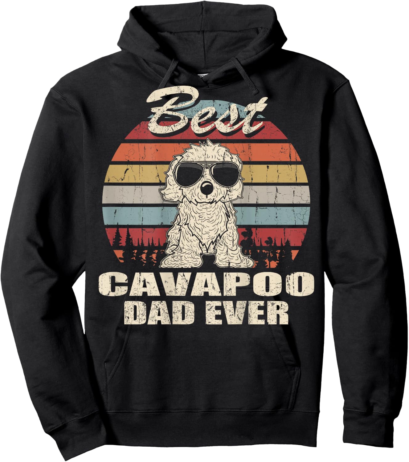 Best Cavapoo Dad Ever Vintage Retro Dog Dad On Back Men Hoodie - Hoodie | Black