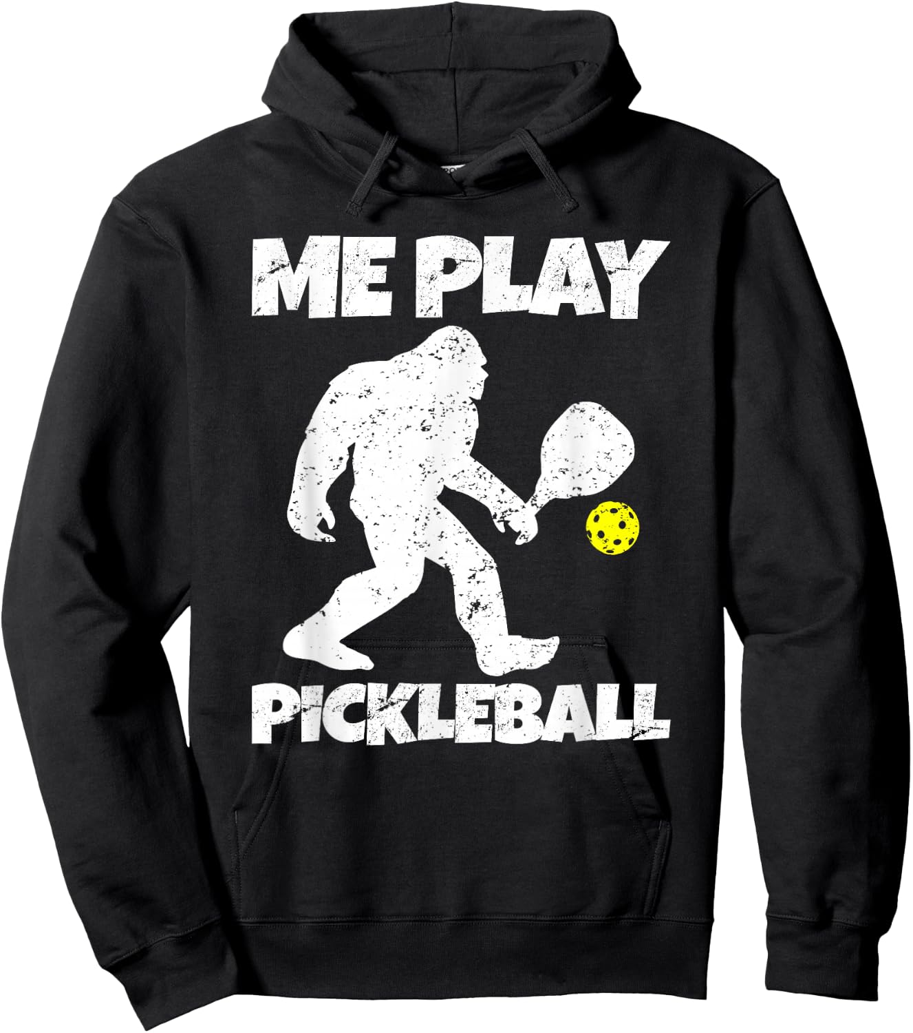 Funny Bigfoot Me Play Pickleball Hoodie - Hoodie | Black