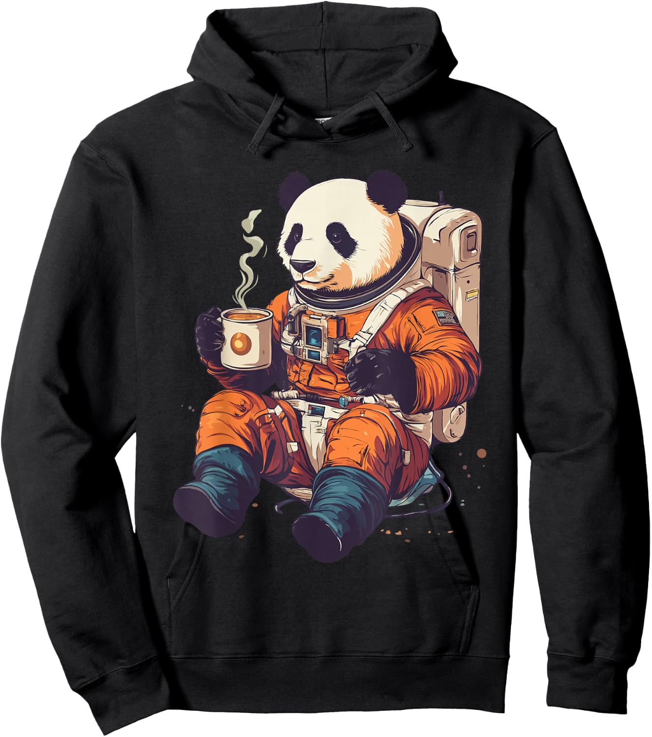 Panda Astronaut with Coffee Space Astronaut Panda Hoodie - Hoodie | Black