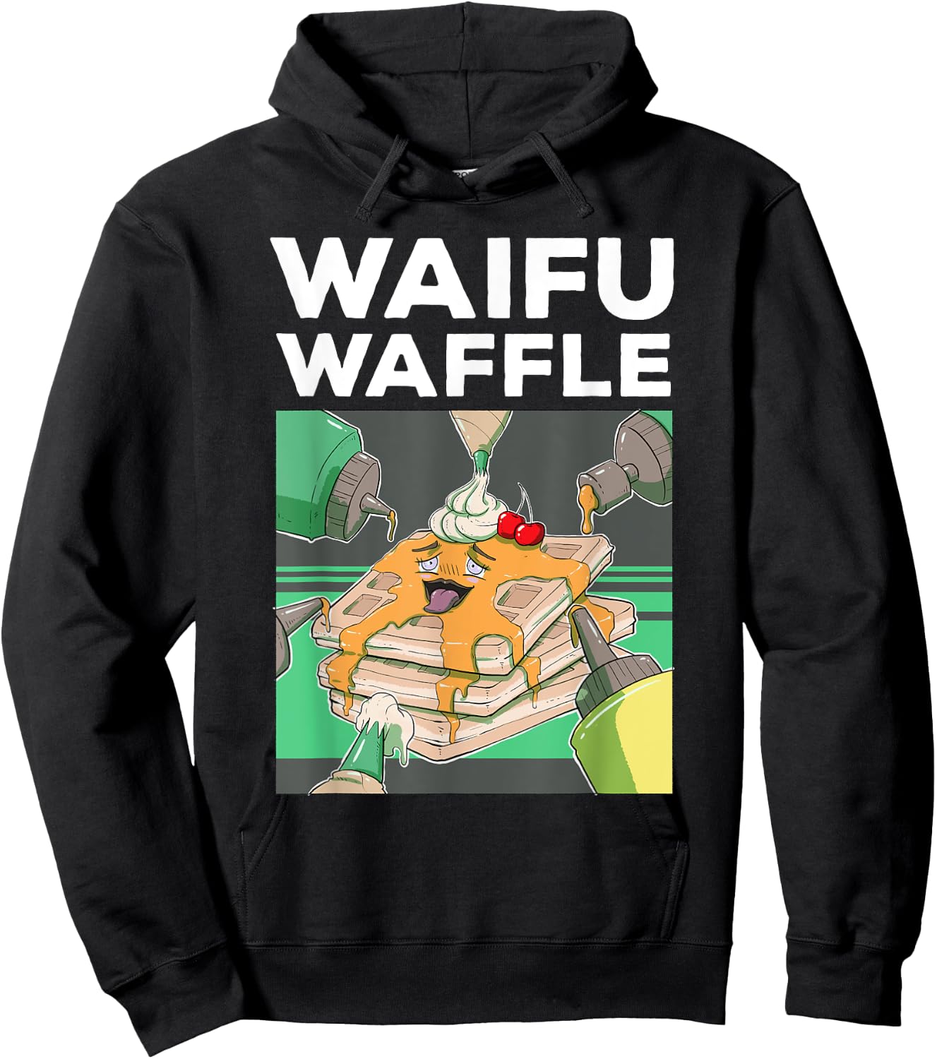 Otaku Ahegao WAIFU WAFFLE Ecchi Etchi Hentai Lewd Great Gift Hoodie - Hoodie | Black