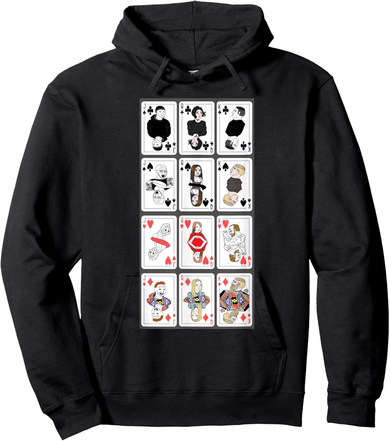 Wojak Meme Playing Cards Hoodie - Hoodie | Black